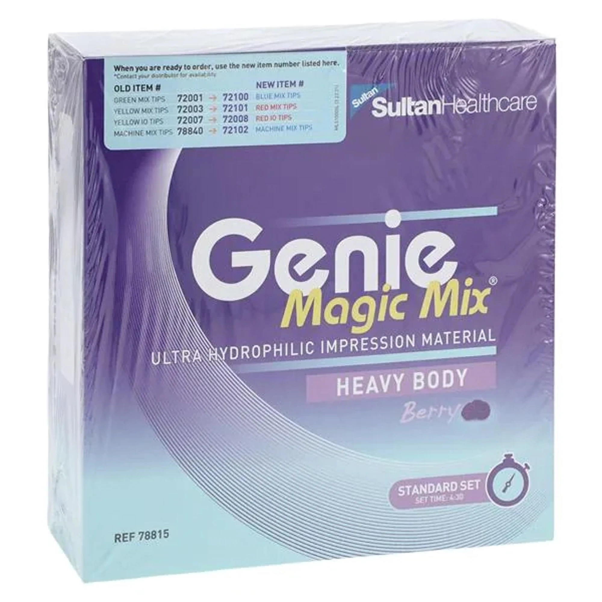 Sultan Genie VPS Magic Mix Heavy Body Impression Material, Standard Set, Berry Flavor, Purple, 380 mL Cartridge Kit, 78815
