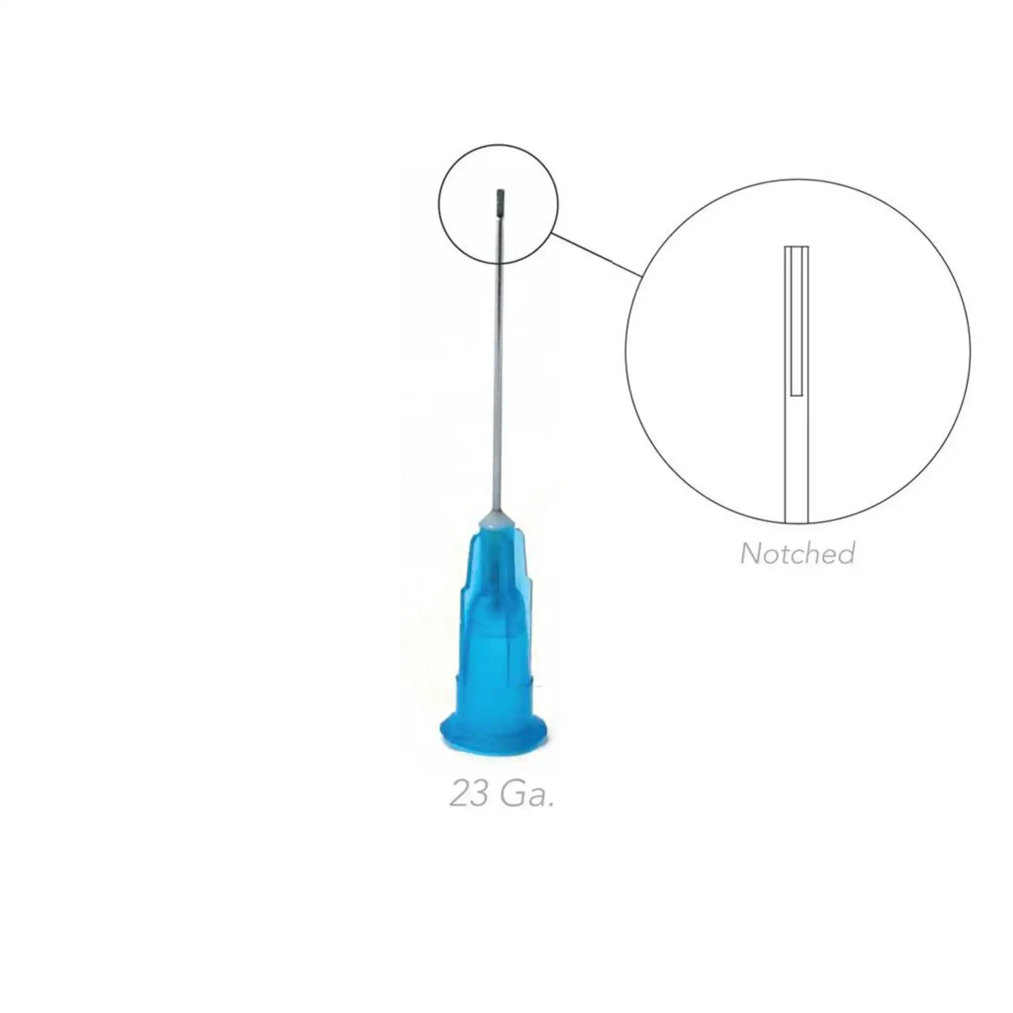 Pac-Dent Bendable Irrigation Needle Tips, Monoject Style, Notched, 23 Gauge, Blue, 1", 100/Pk, 238