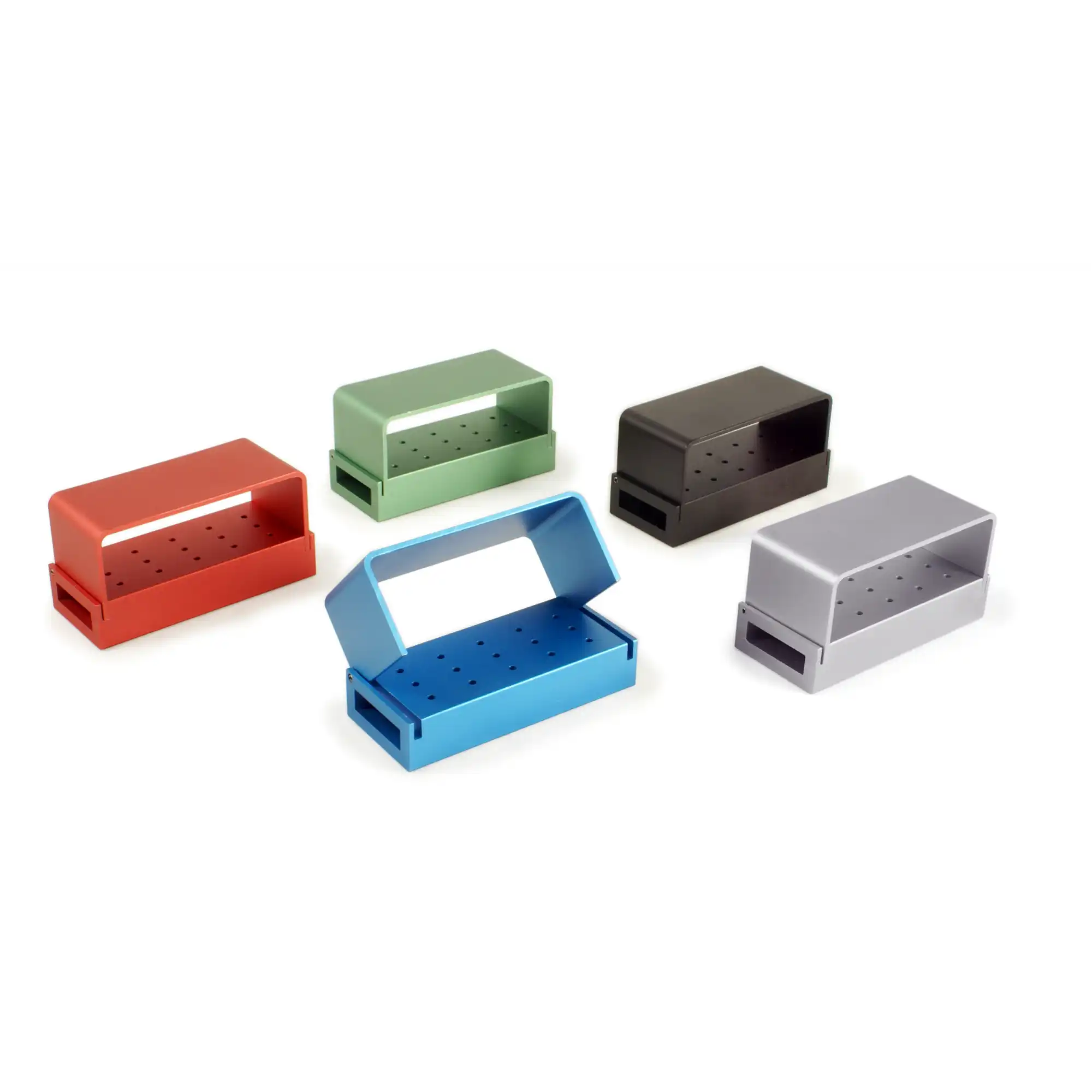 Pac-Dent Aluminum Bur Block with Cover, FG, 15-Hole, Green, 1/Pk, #038G