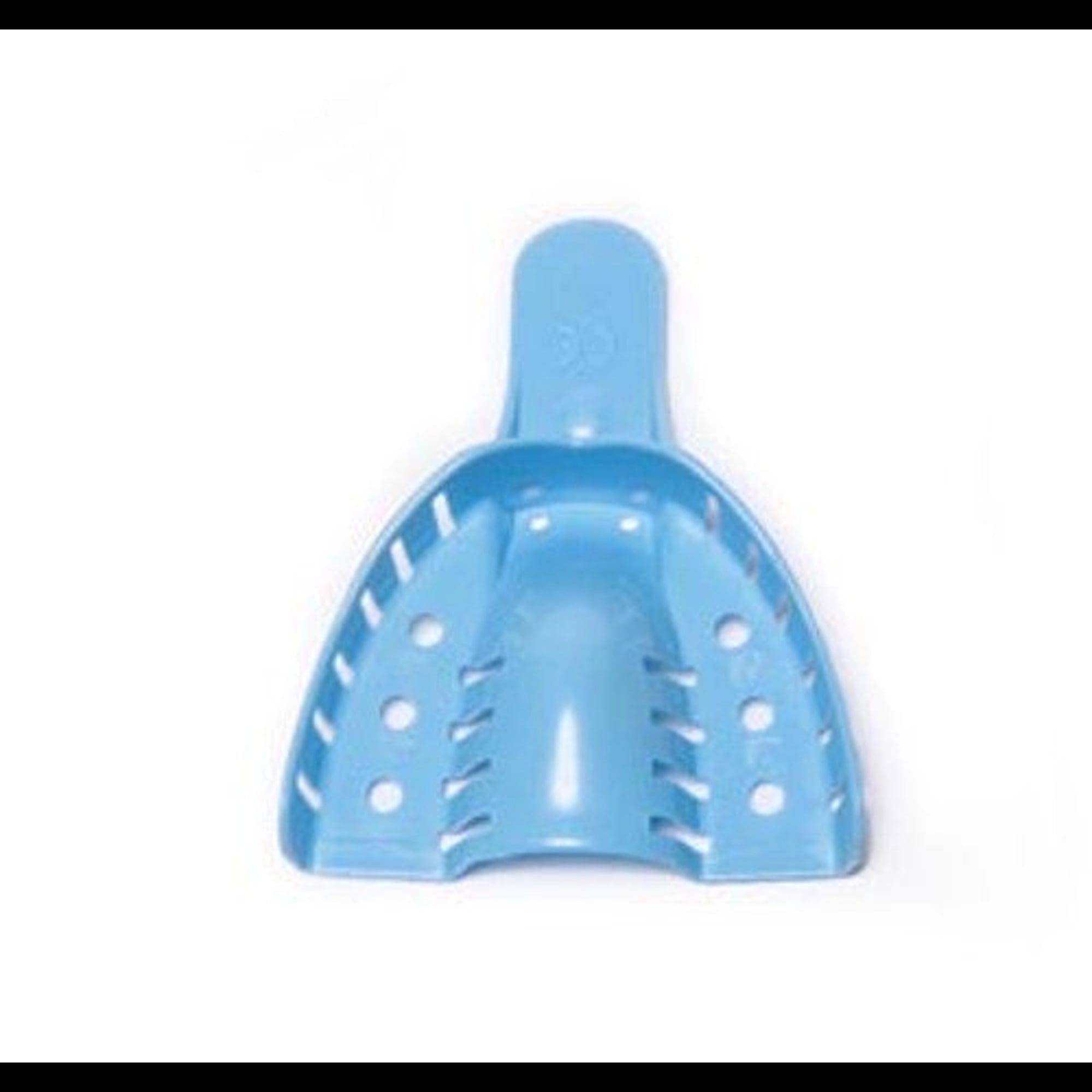 Quala #1 Large Upper Full-Arch Perforated Blue Disposable Impression Trays, 12/Bag, QIT1LGUP