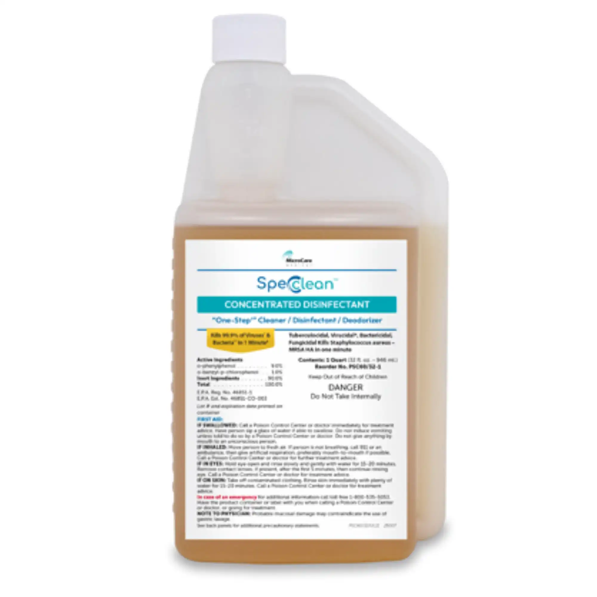 Spec Clean Concentrated Surface Disinfectant & Cleaner, Lemon Scent, 32 oz Concentrate, PSC60/32-1