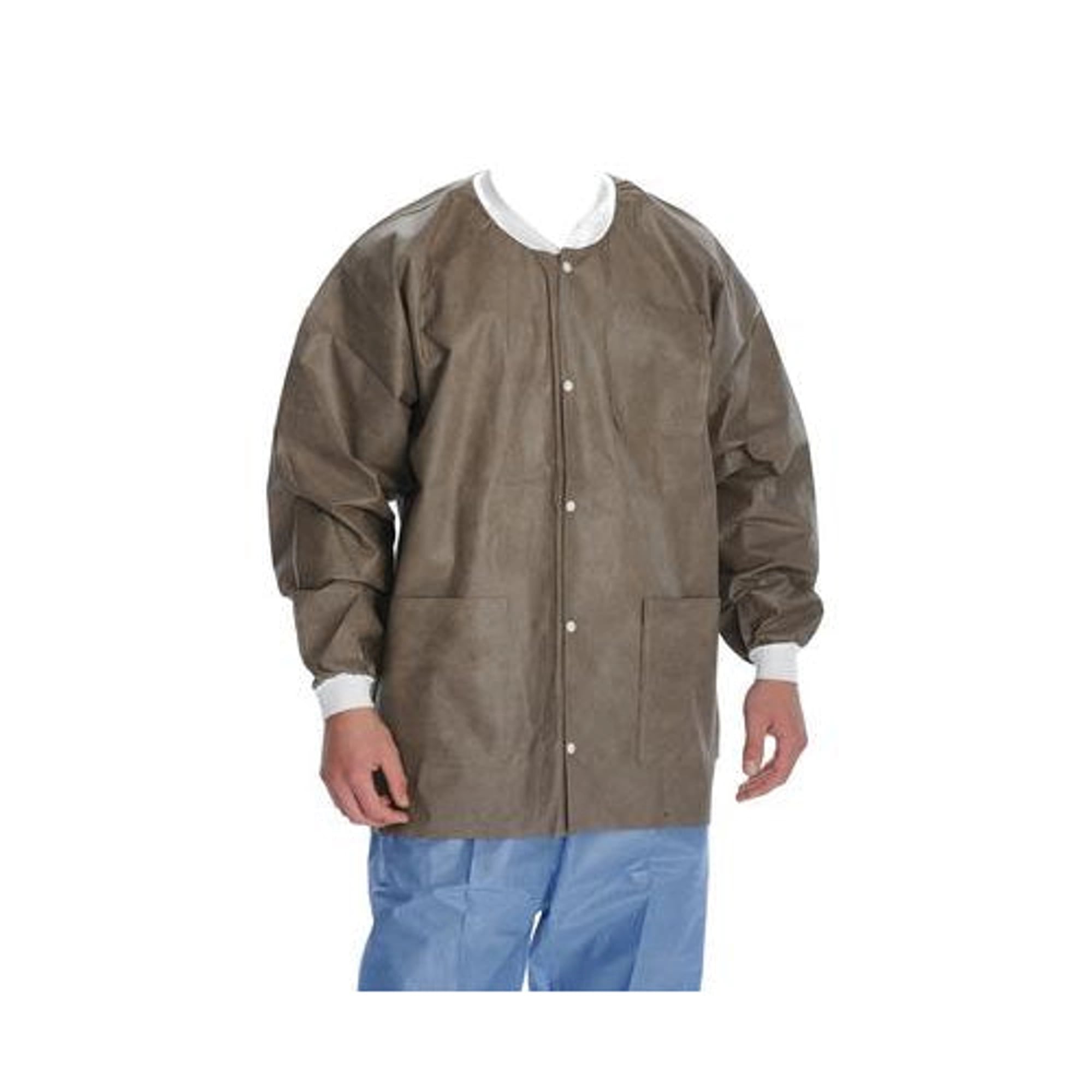 ValuMax Extra-Safe Hip Length Lab Jacket, Coffee, Large, Latex-Free, AAMI Level 3, 10/Pk