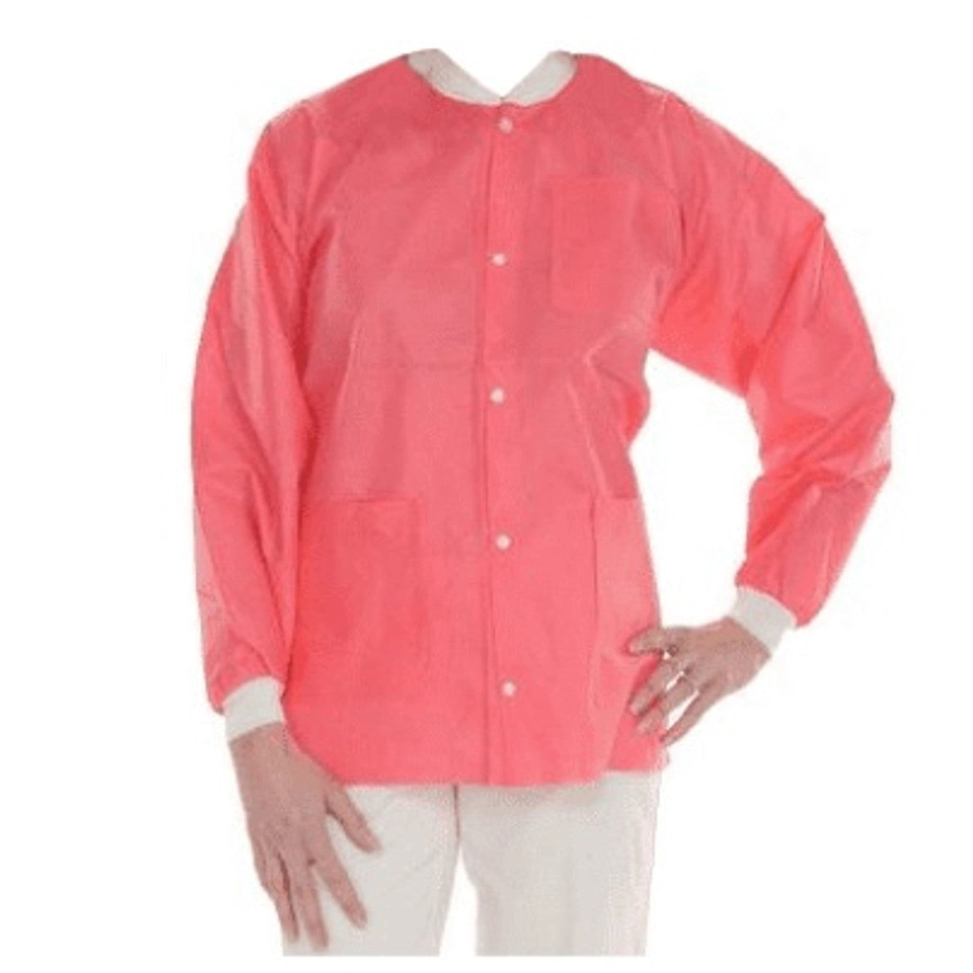 ValuMax Extra-Safe Lab Jacket, Coral Pink, X-Large, Hip-Length, 3-Layer SMS, AAMI Level 3, 10/Pk