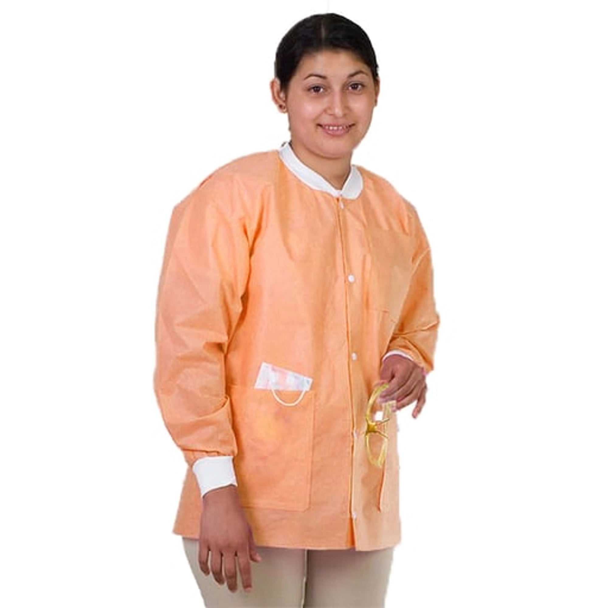 ValuMax Extra-Safe Hip-Length Lab Jacket, Orange, Small, Latex-Free, AAMI Level 3, 10/Pk