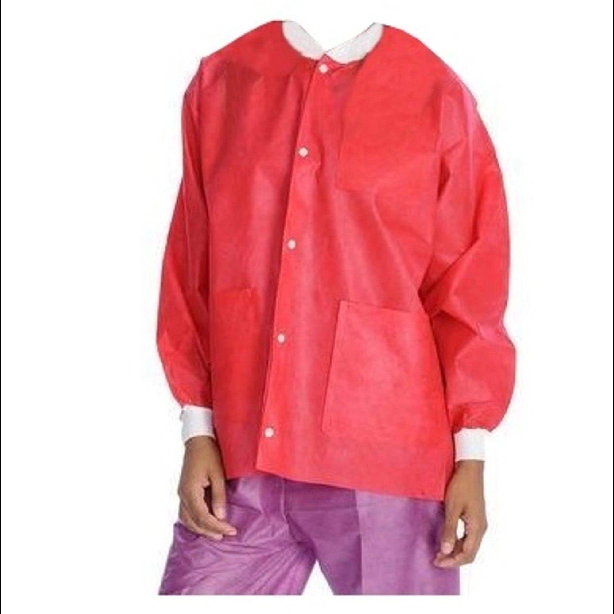 ValuMax Extra-Safe Lab Jacket, Red, Medium, Hip-Length, 3-Layer SMS, AAMI Level 3, 10/Pk