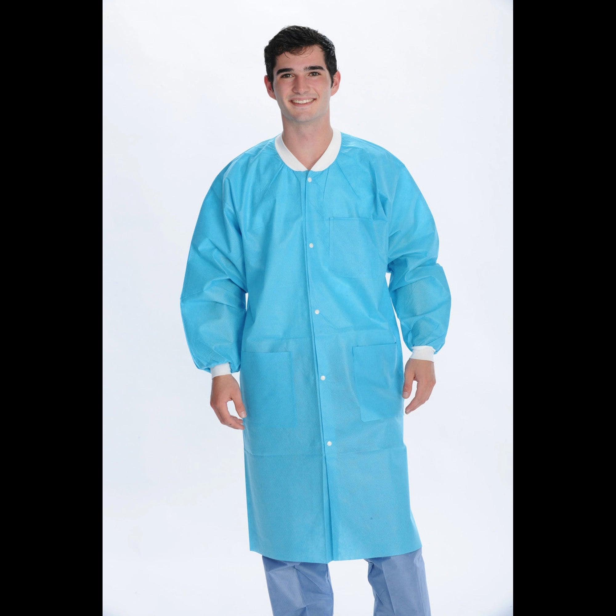 ValuMax Extra-Safe Lab Coat, Knee Length, Aqua, 2XL, 3-Layer SMS, 10/Pk