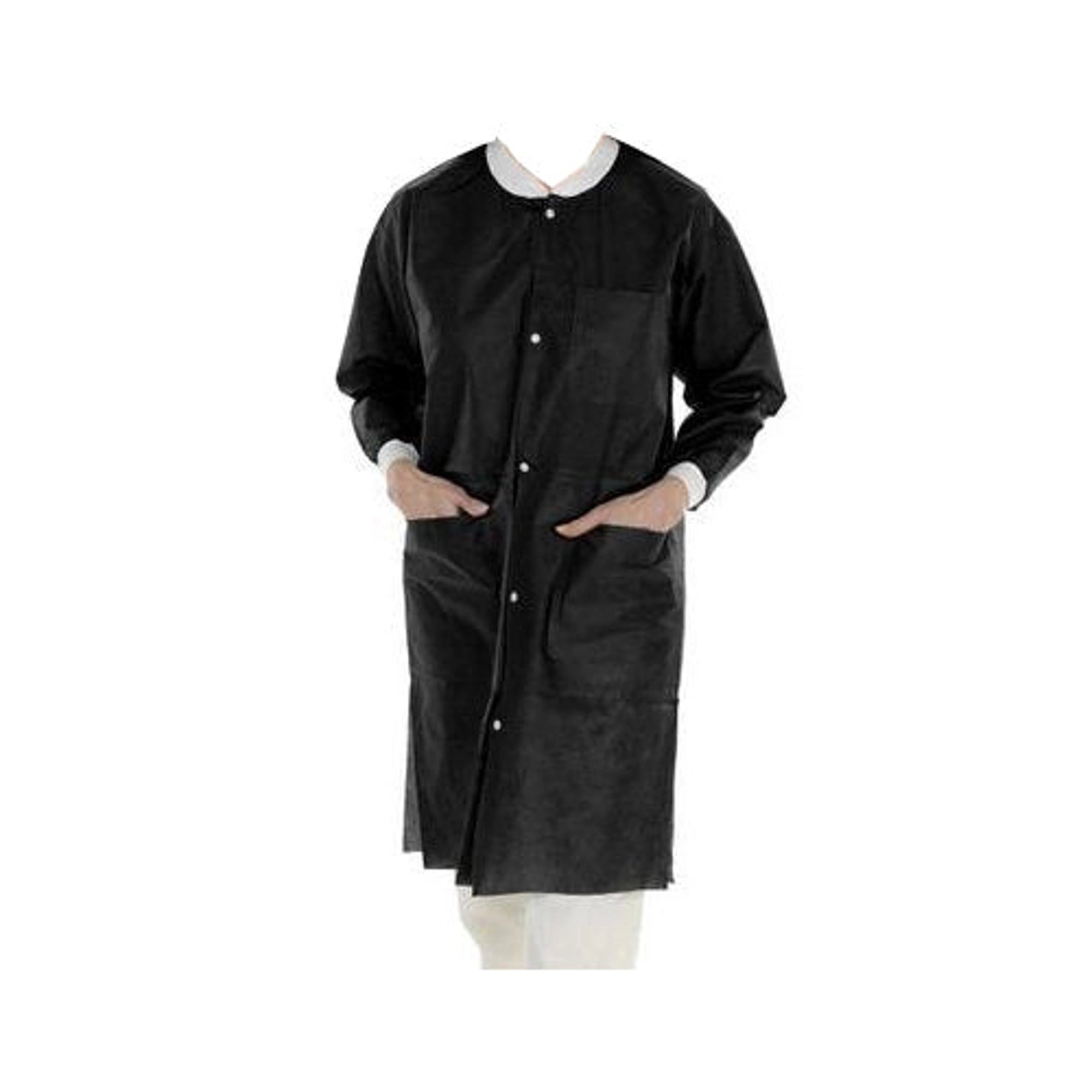 ValuMax Extra-Safe Lab Coats, Black, 3X-Large, Knee-Length, 3-Layer SMS, Fluid Resistant, AAMI Level 3, 10/Pk