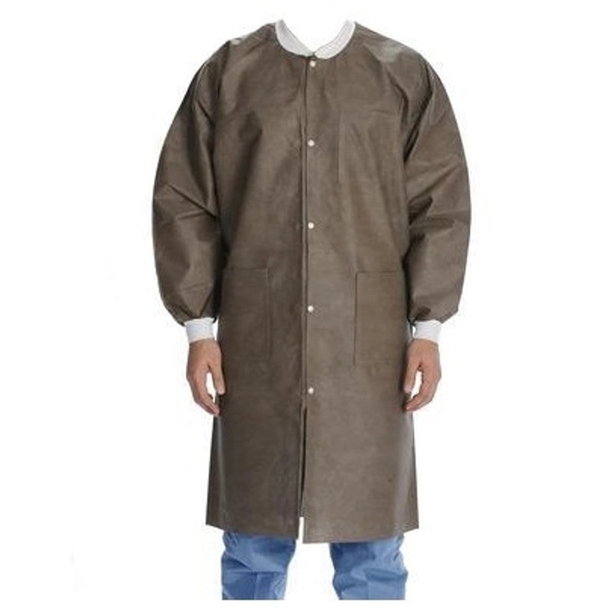ValuMax Extra-Safe Lab Coats, Coffee, 2XL, Knee-Length, 3-Layer SMS, 10/Pk