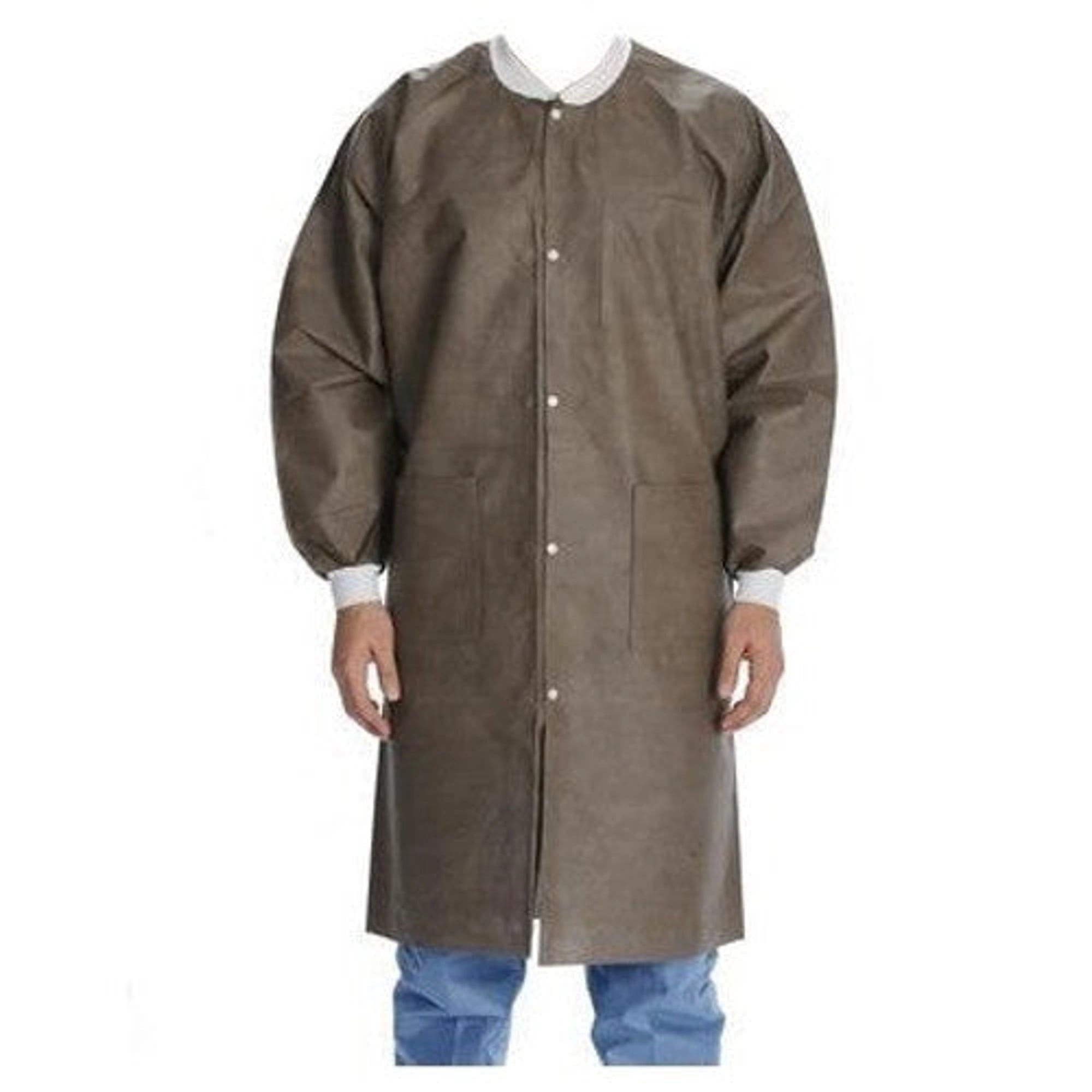 ValuMax Extra-Safe Lab Coat, Coffee, Medium, Knee-Length, 3-Layer SMS, AAMI Level 3, Latex-Free, 10/Pk