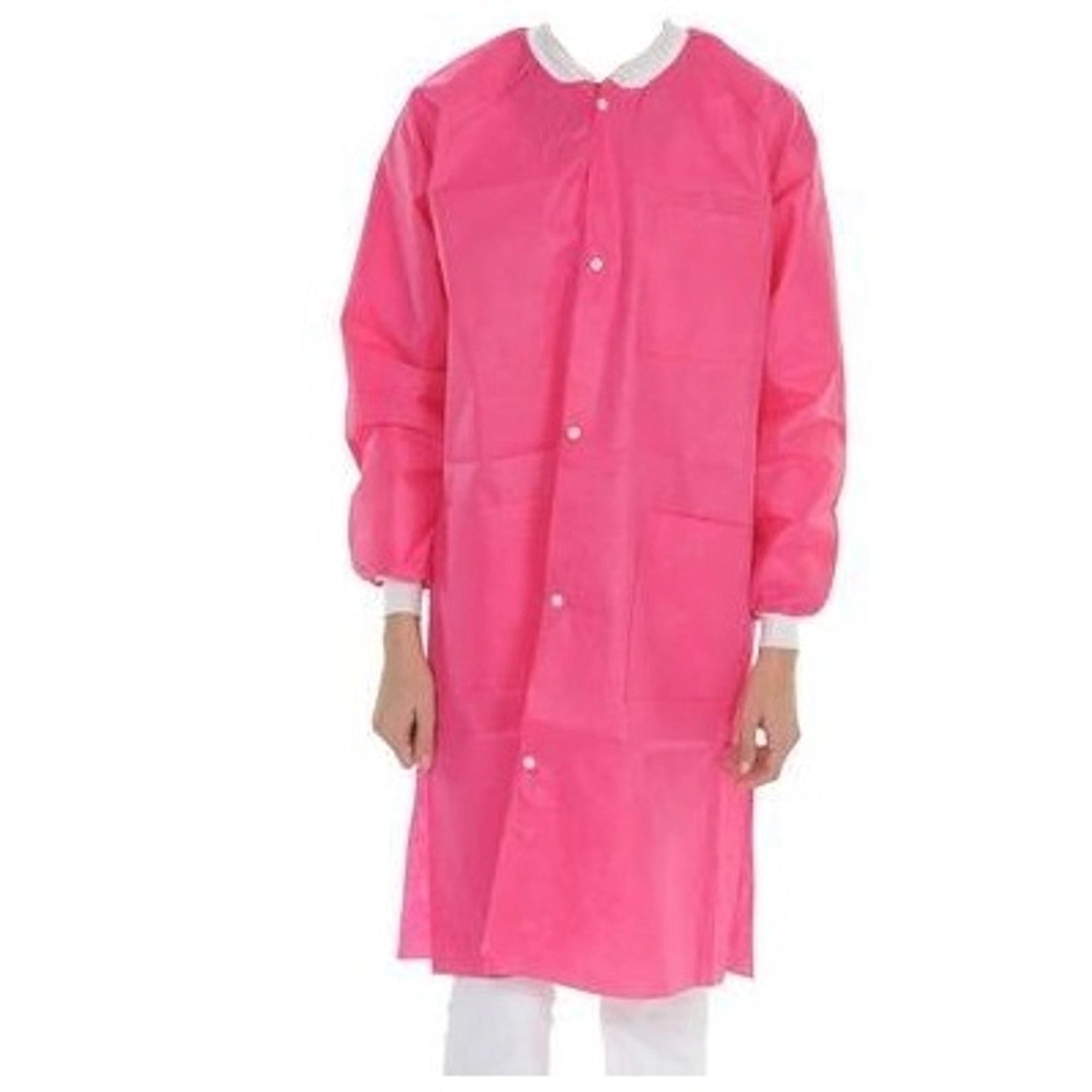 ValuMax Extra-Safe Lab Coats, Hot Pink, X-Large, Knee-Length, AAMI Level 3, Latex-Free, 10/Pk