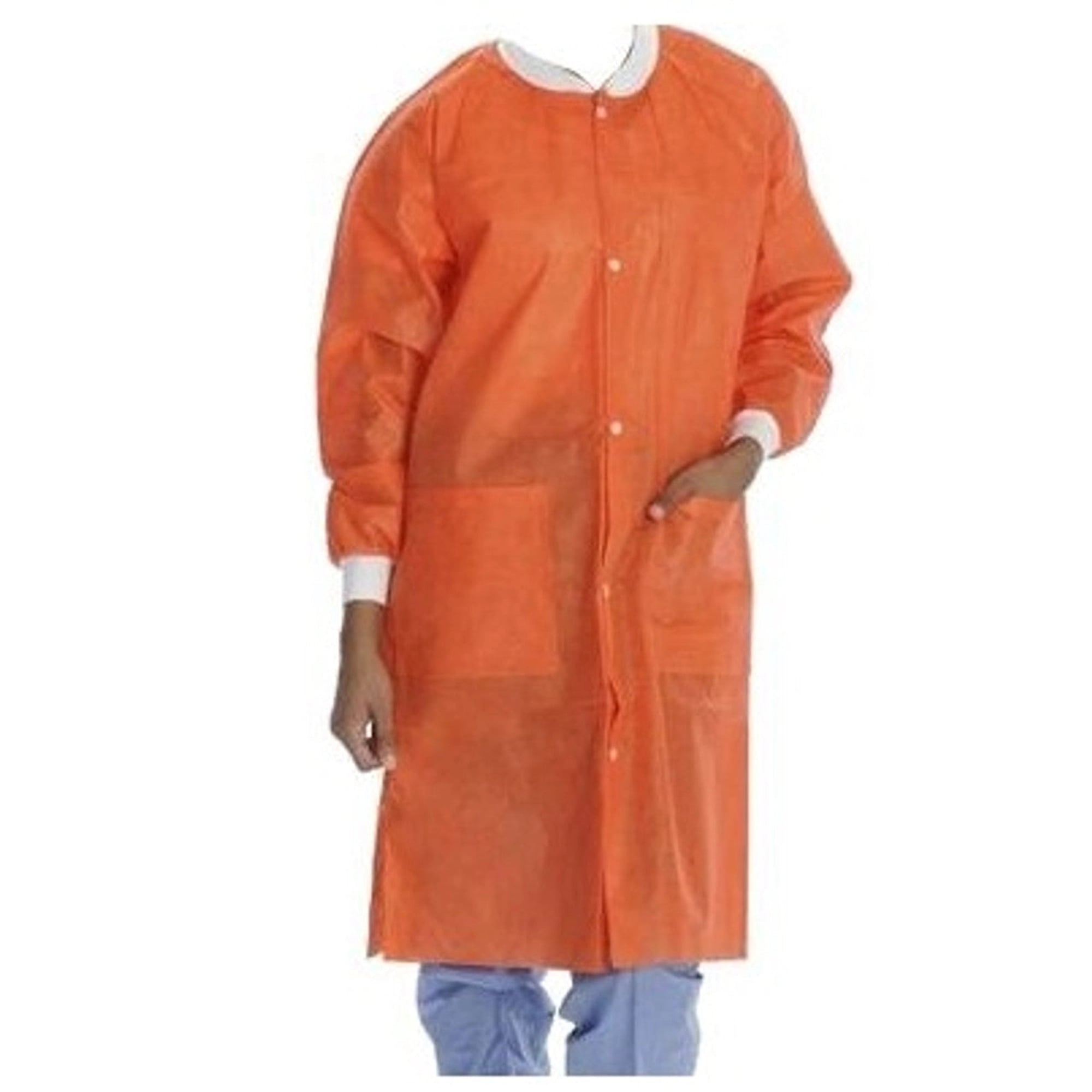 ValuMax Extra-Safe Lab Coat, Orange, 3X-Large, Knee-Length, 3-Layer SMS, 10/Pk