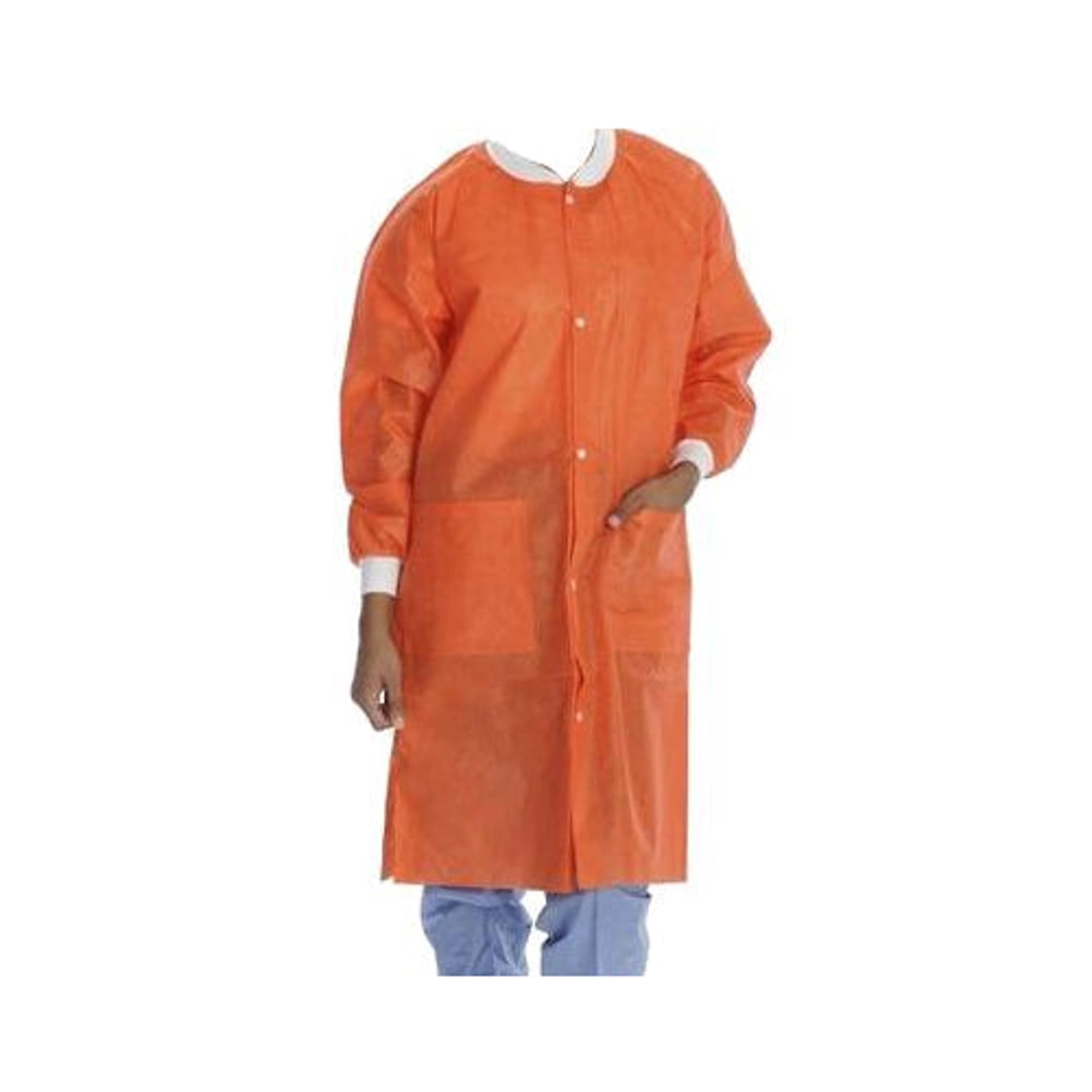 ValuMax Extra-Safe Lab Coats, Orange, Medium, Knee-Length, 3-Layer SMS, AAMI Level 3, 10/Pk