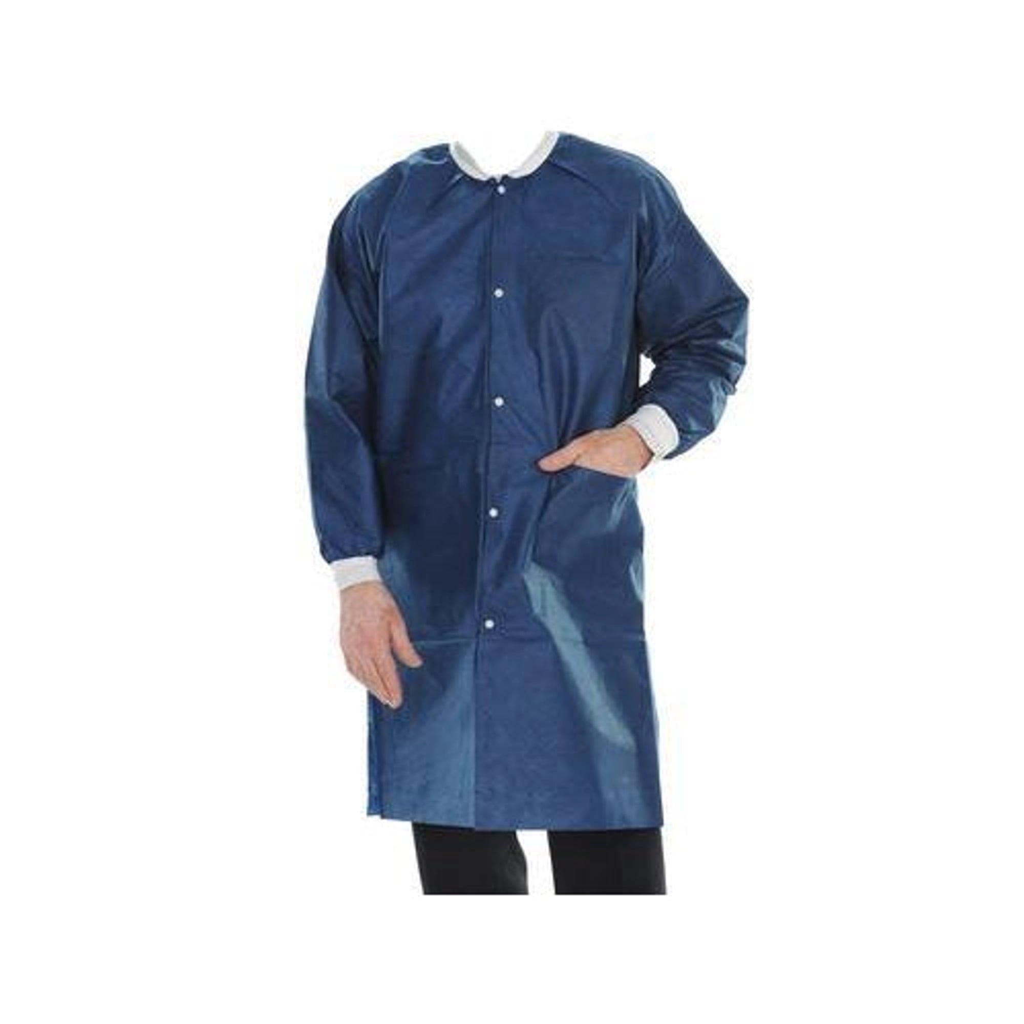 ValuMax ExtraSafe Lab Coats, True Blue, X-Small, Knee-Length, 3-Layer SMS, AAMI Level 3, 10/Pk