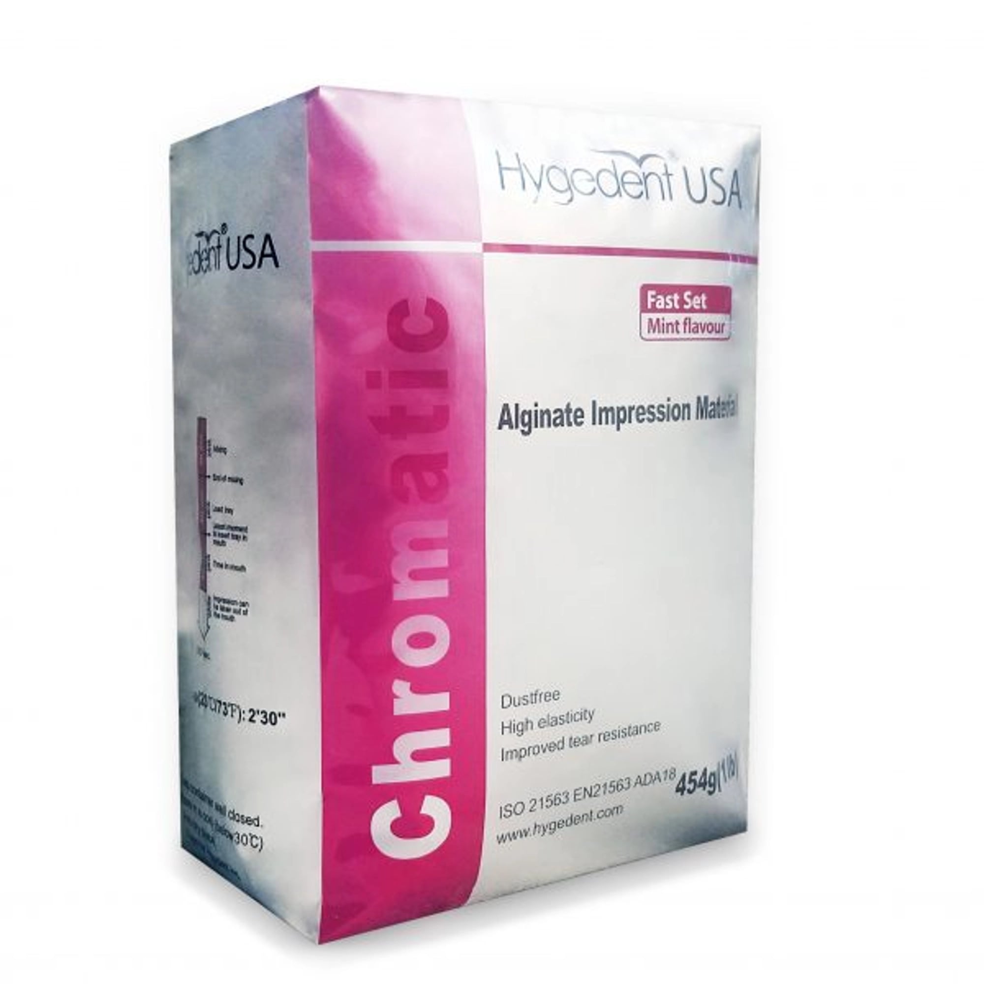 Hygedent Chromatic 2-Phase Alginate Impression Material, Regular Set, Mint Flavor, Dust Free, 1 lb Bag, HYG-CR