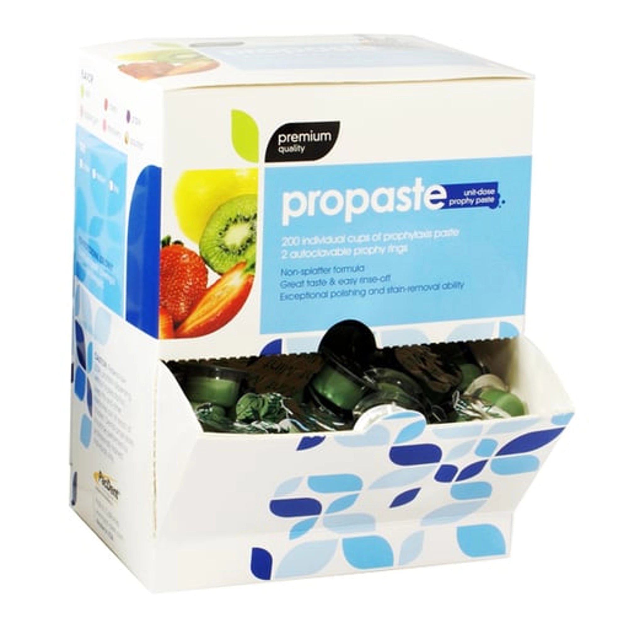 Pac-Dent ProPaste Prophy Paste, Medium Grit, Mint, Fluoride, 2 g Unit Dose Cups, 200/Box with 2 Autoclavable Prophy Rings, 261200