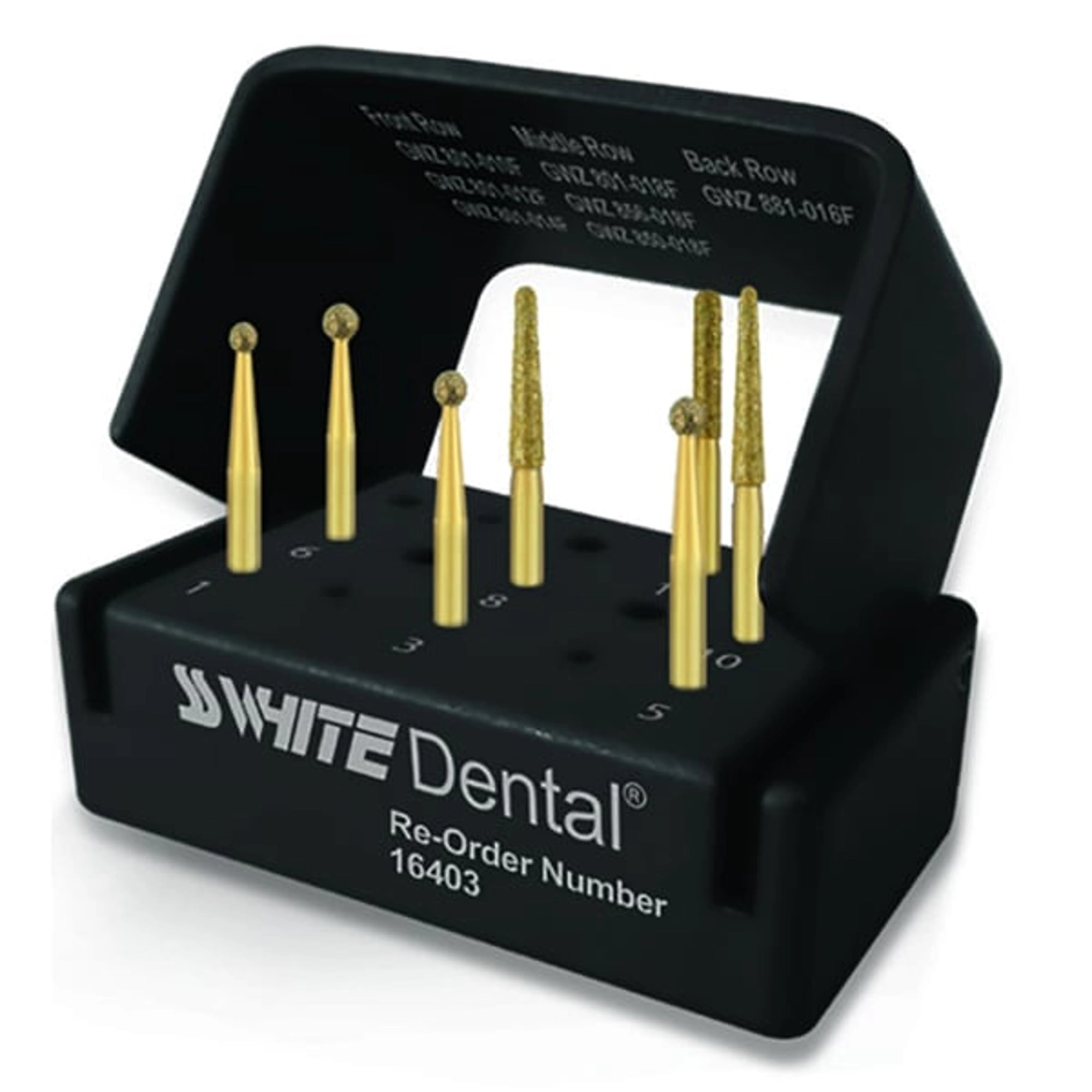 SS White Great White Z Endodontic Zirconia Access Kit, 7 Assorted Diamond Burs, 16403
