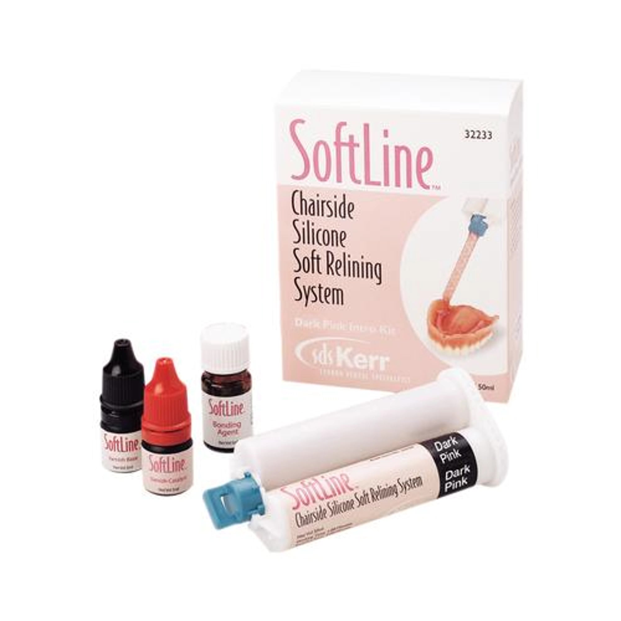 Kerr Softline Chairside Silicone Soft Relining System, Dark Pink Intro Kit, 32233