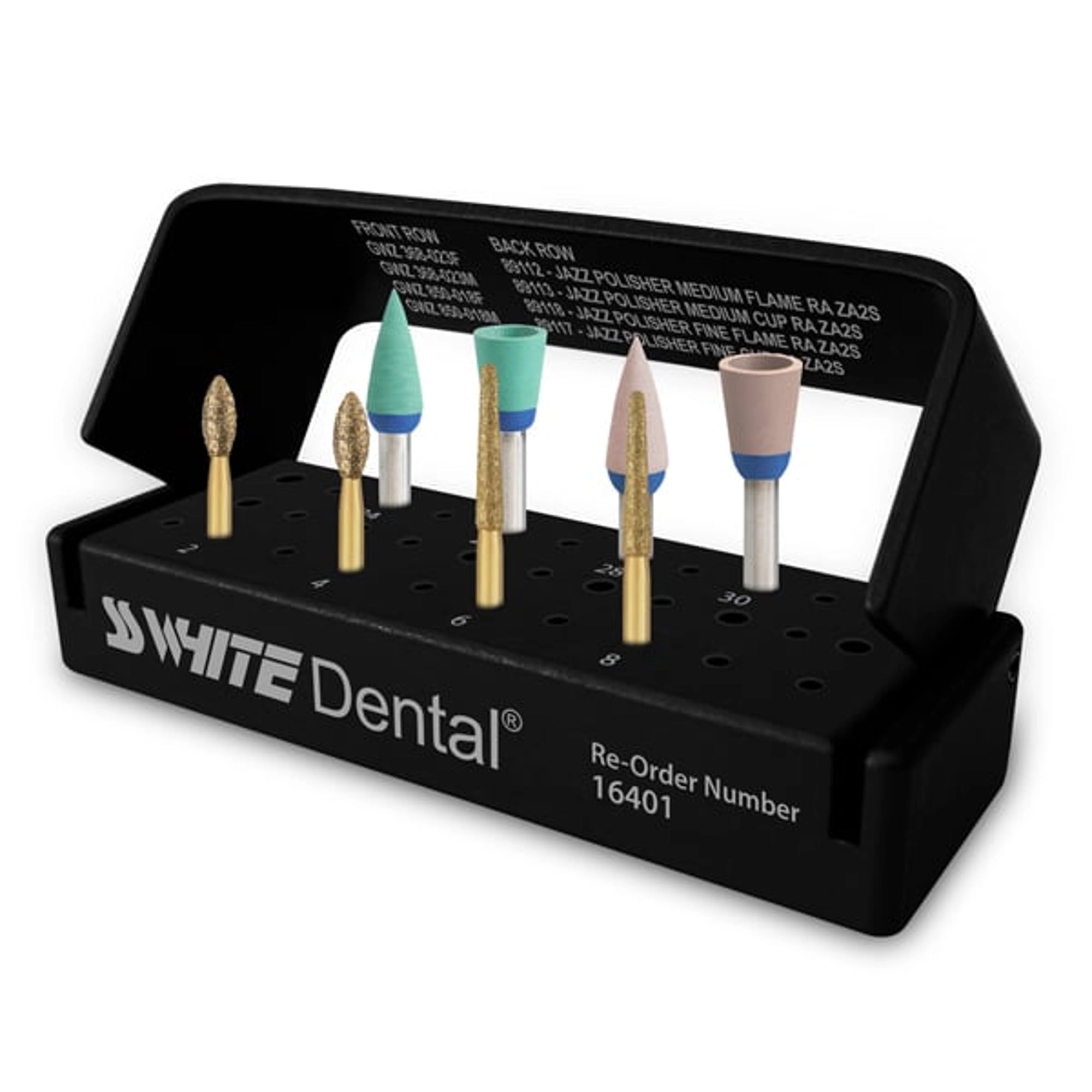 SS White Great White Z Zirconia & Lithium Disilicate Intra-Oral Adjustment Kit, 8-Piece Assorted Burs & Polishers, 16401