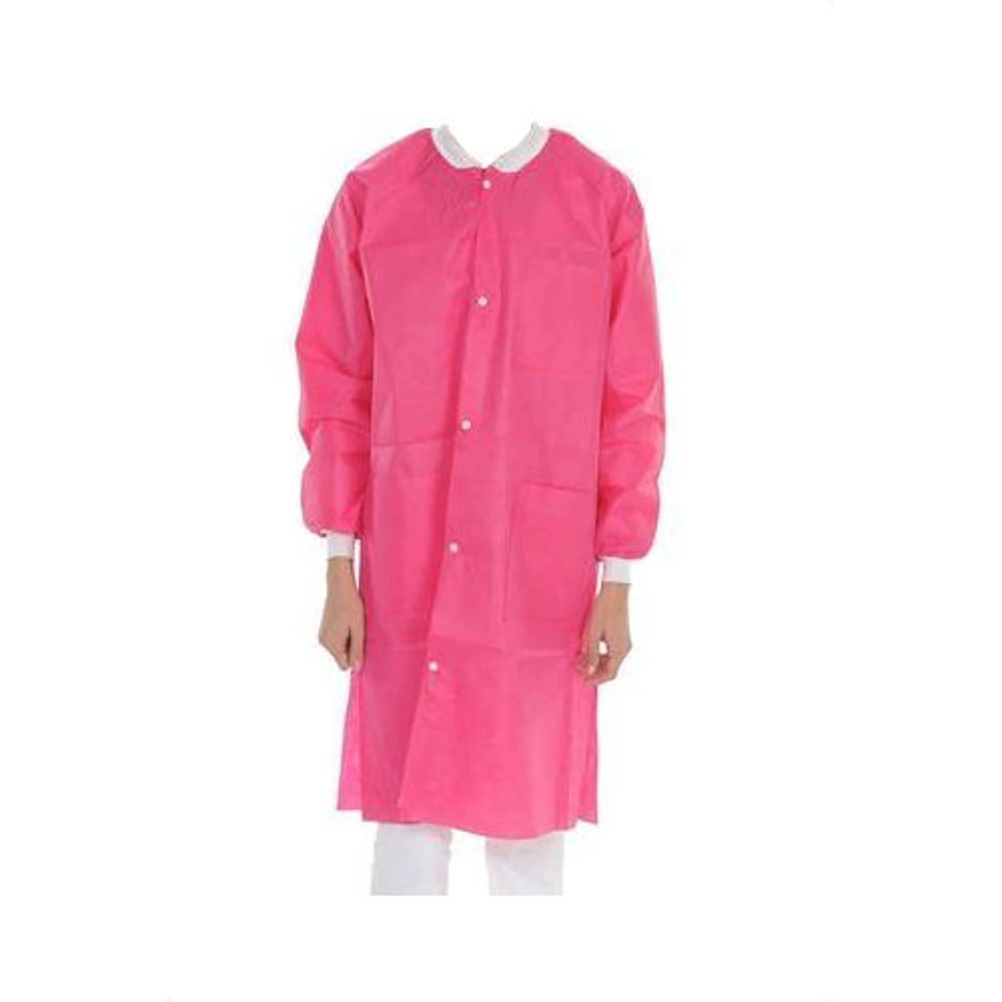 ValuMax ExtraSafe Lab Coat, Hot Pink, 3X-Large, Knee-Length, 3-Layer SMS, Snap Front, 10/Pk, 3660HP3XL