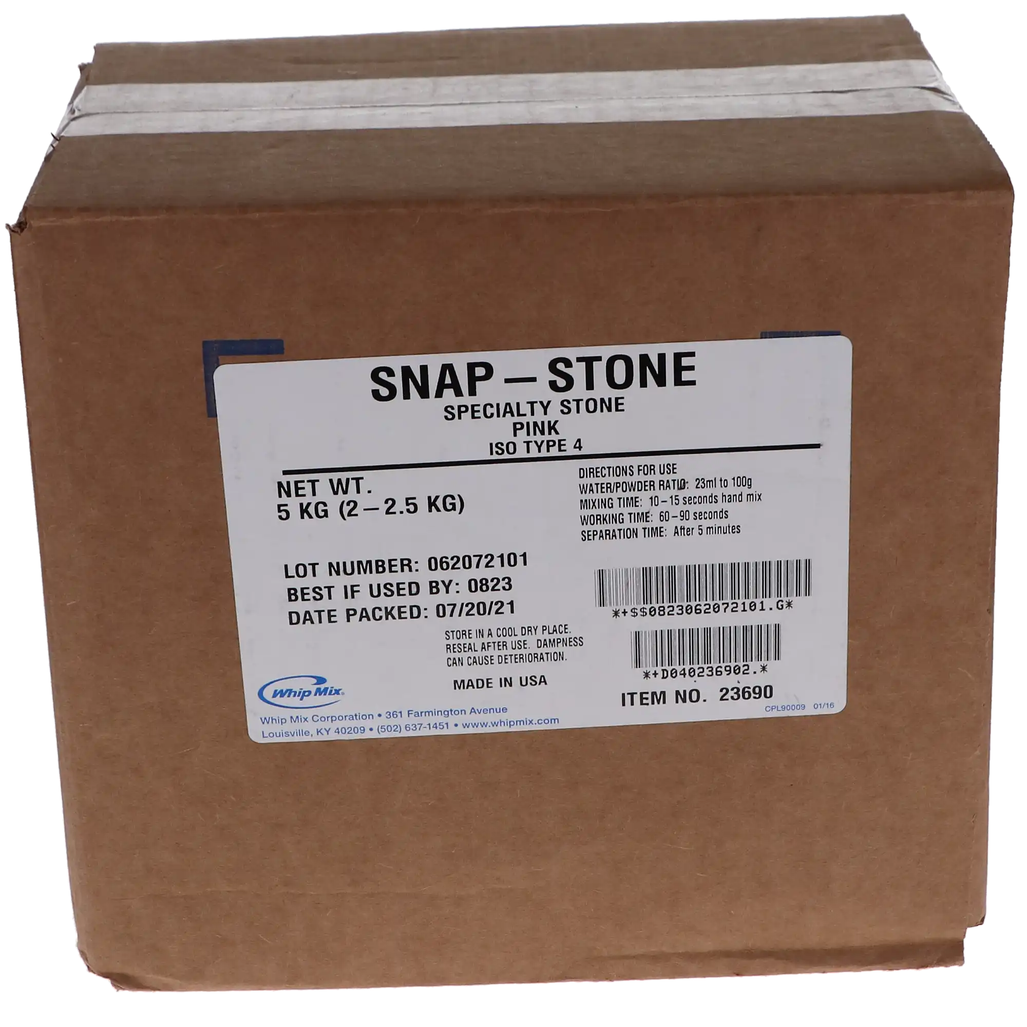 Whip Mix Snap-Stone Type IV Fast-Setting Dental Stone, Pink, 11 lb (5 kg), 23690