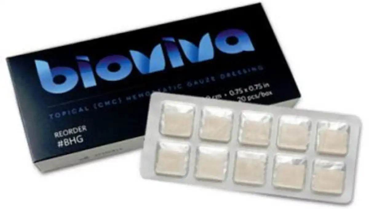 BioViva Hemostatic Gauze Dressing, 0.75" x 0.75", 20/Box, BHG