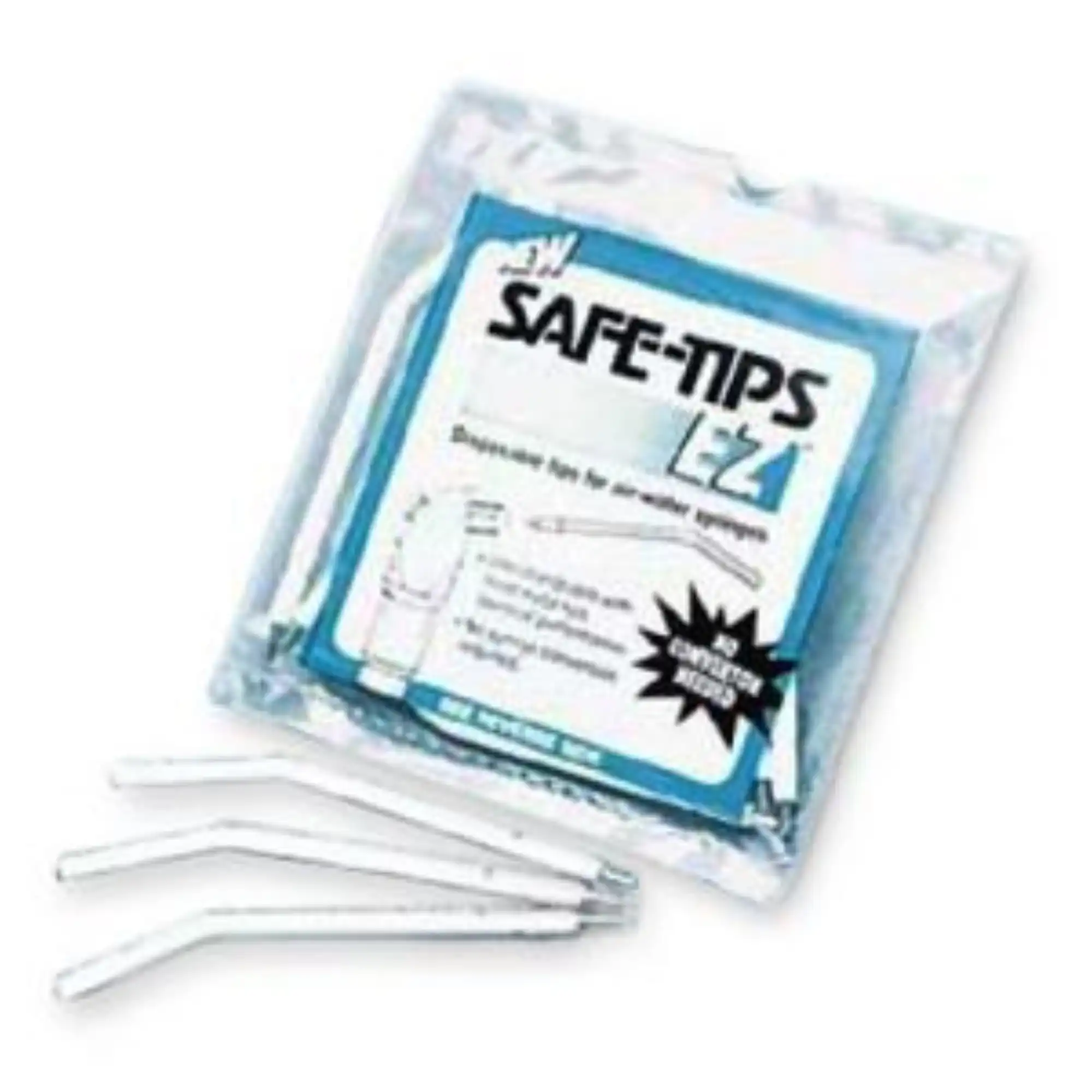 Safe-Tips EZ Disposable Air/Water Syringe Tips, A-Dec Compatible, White, 150/Pk, 44150