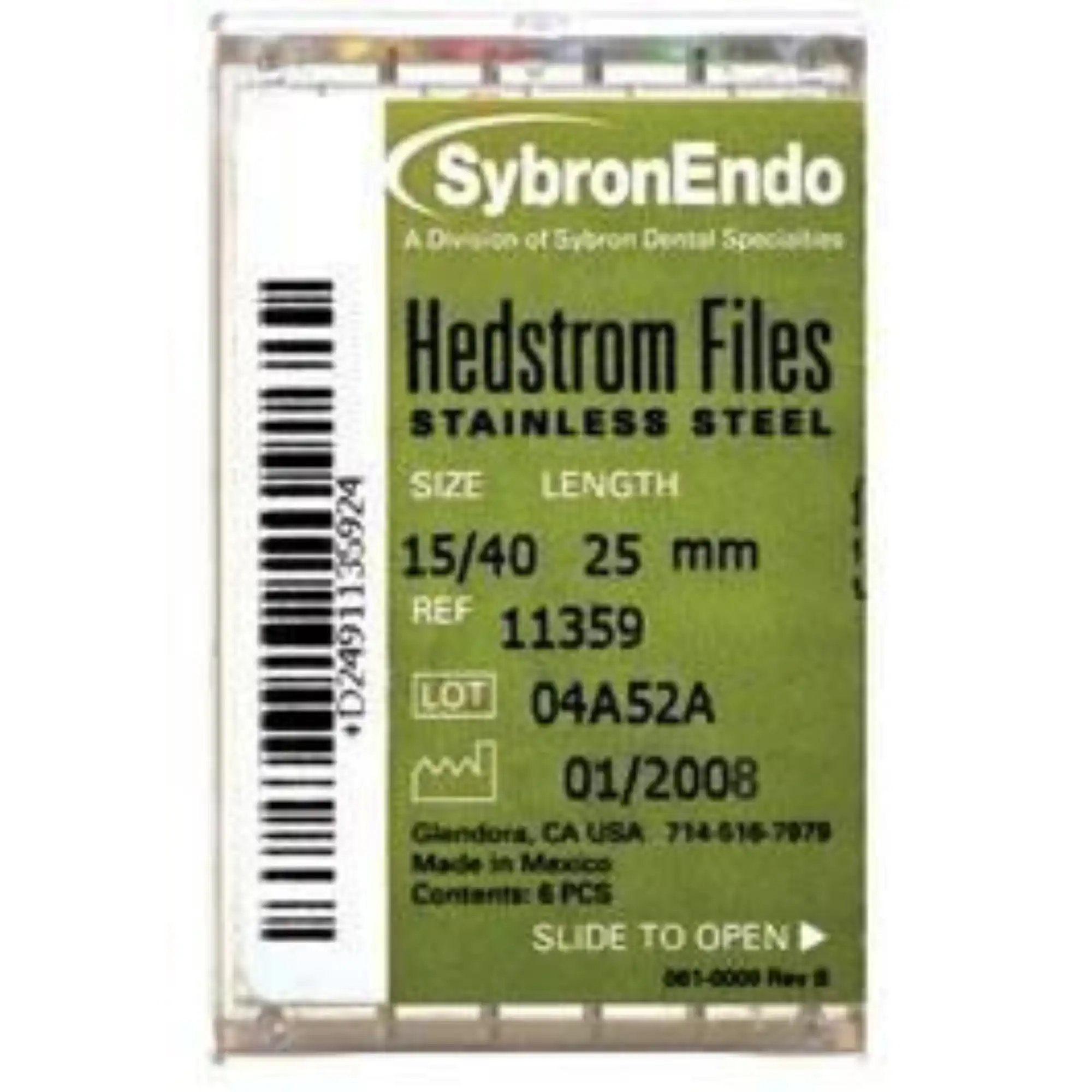 Sybron Endo Hedstrom Files, Stainless Steel, 21 mm, #45-80 Assorted, 6/Pk, 12810