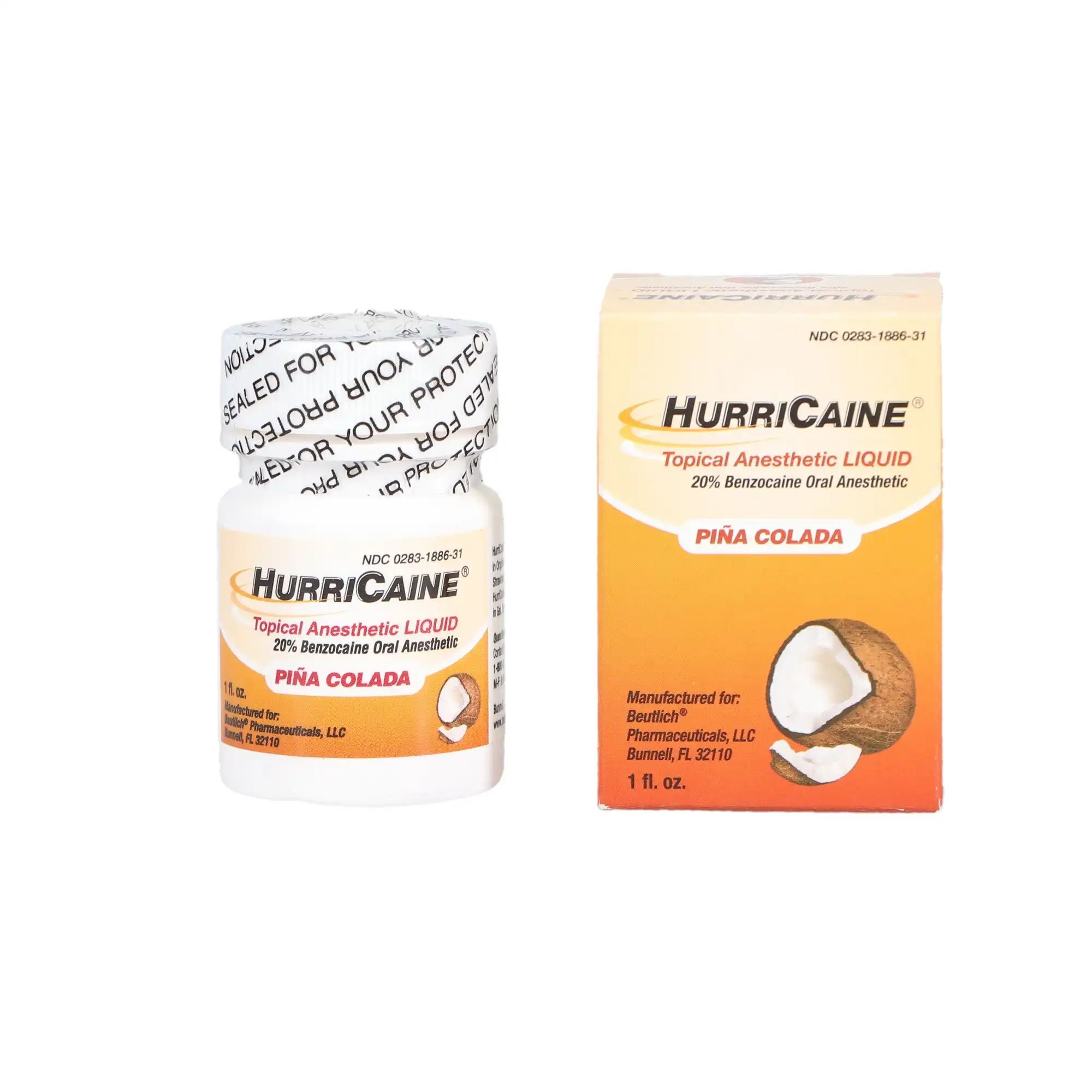 HurriCaine Topical Anesthetic Liquid, 20% Benzocaine, Pina Colada, 1 oz Jar, 0283-1886-31