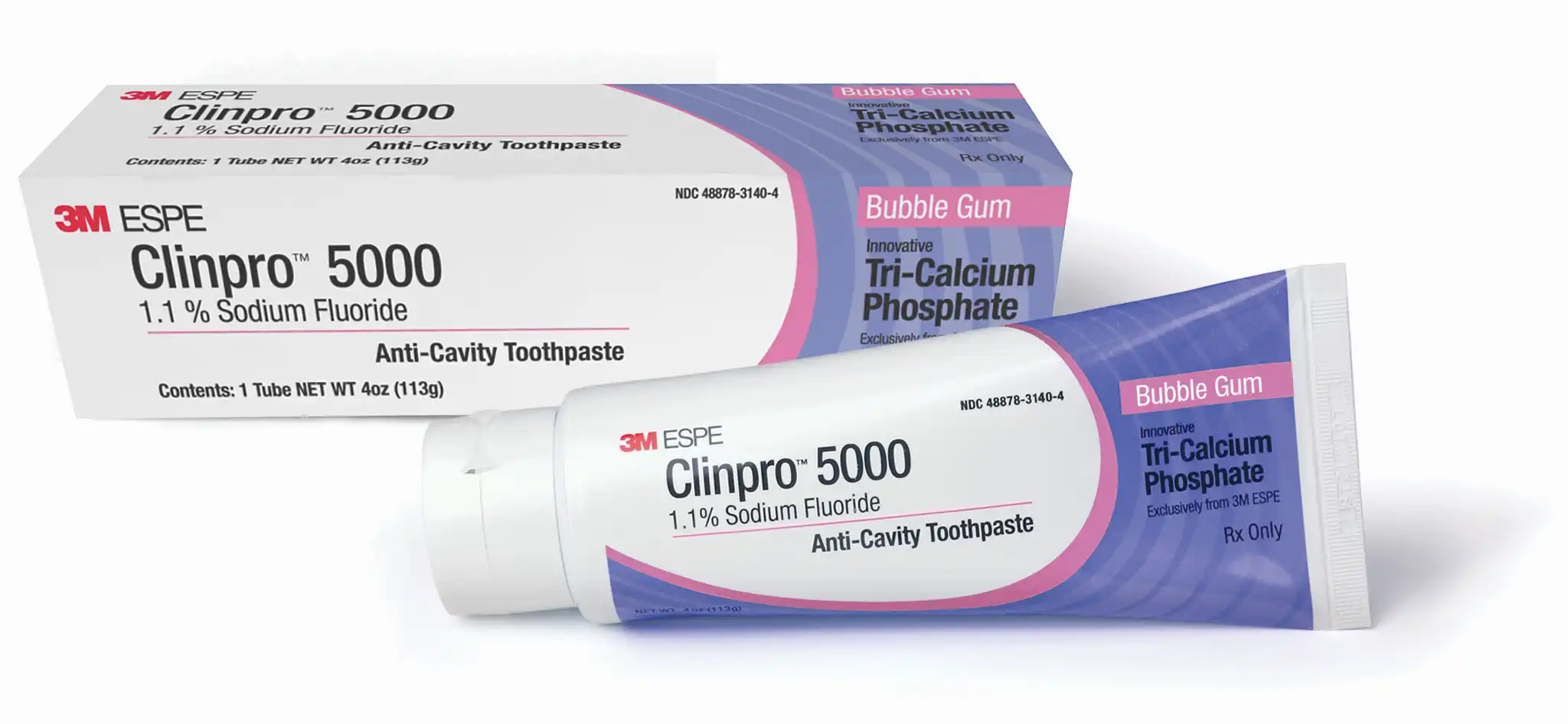 3M Clinpro 5000 1.1% Sodium Fluoride Anti-Cavity Toothpaste, Bubblegum Flavor, 4 oz Tube, Rx Only