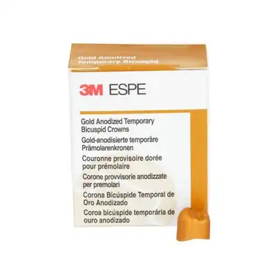 3M Gold Anodized Temporary Crown, Lower Right Second Bicuspid, Size 0 (LR0), 5/Bx, 940640