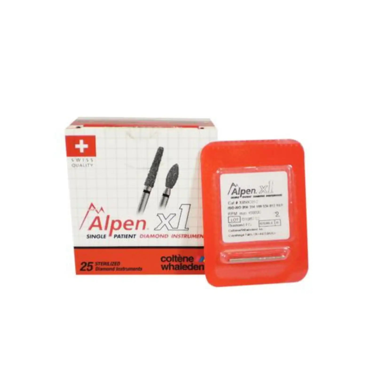 Alpen X1 Single-Use Diamond Bur, FG, #878-012C, Modified Beveled Cylinder, Coarse, Green, 1.2 mm, 25/Pk, X878C012