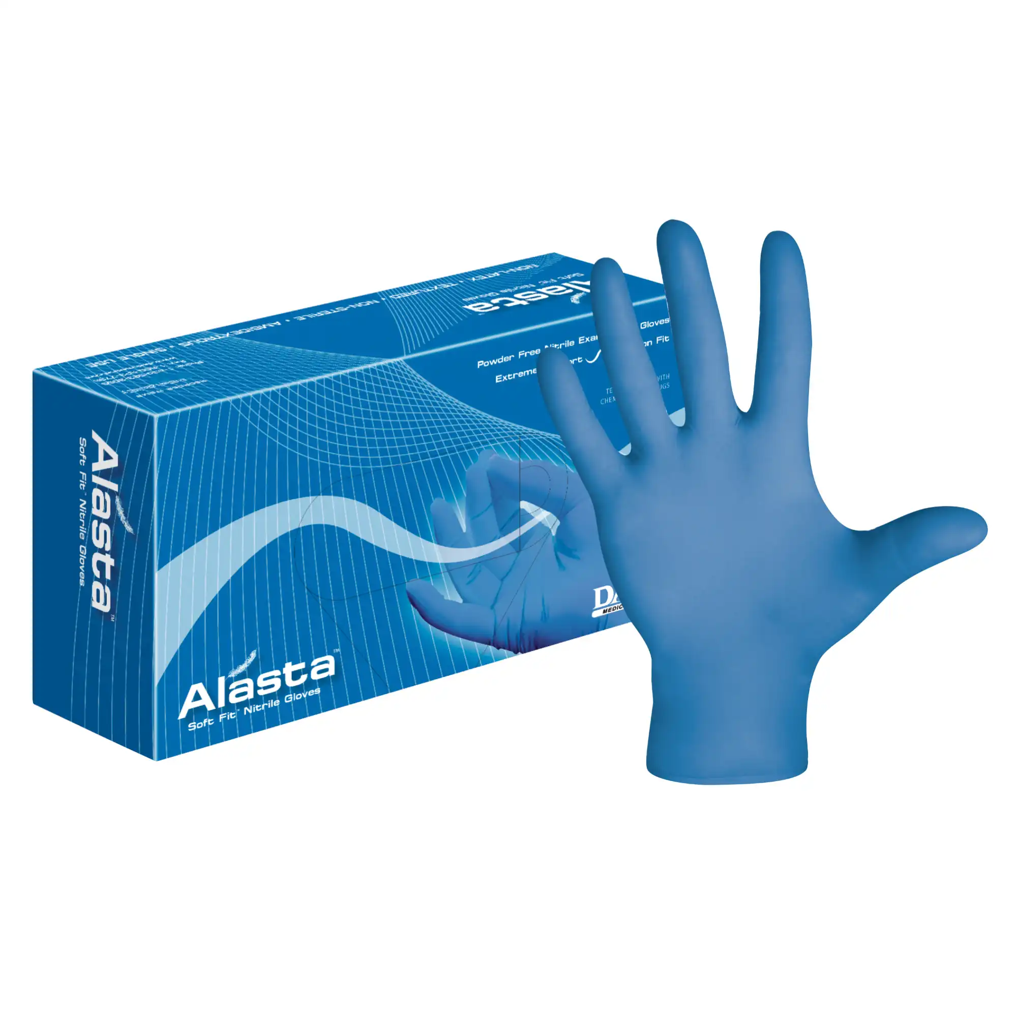 Alasta 200 Soft Fit Nitrile Examination Gloves, Powder-Free, Non-Sterile, Chemo Rated, Extra Large, Violet Blue, 200/Box, ALS200XL