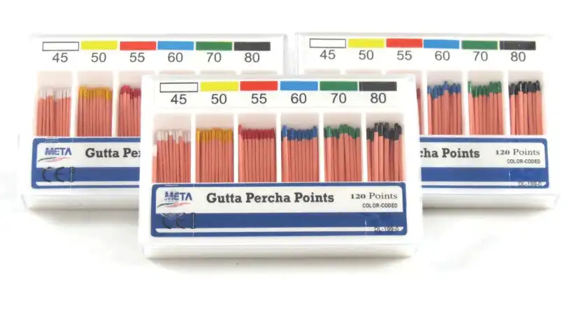 Kerr Standardized Gutta Percha Points, 0.02 Taper, ISO #50, Yellow, 120/Pk (6 Vials of 20), 14389