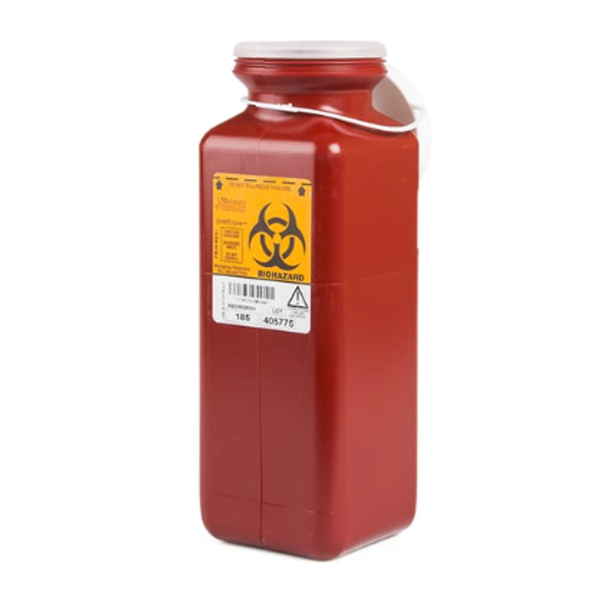 Medical Action Sharps Container with Tamper Resistant Lid, 1.7 Qt, Red, 3.5" x 3.5" x 10", 1/Pk, 185