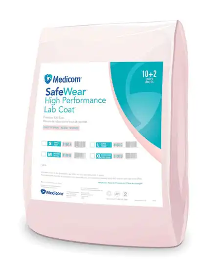 SafeWear™ High Performance Lab Coat, Large, Pretty Pink, Latex-Free, Fluid Resistant, AAMI Level 2, 12/Pack, 8108-C