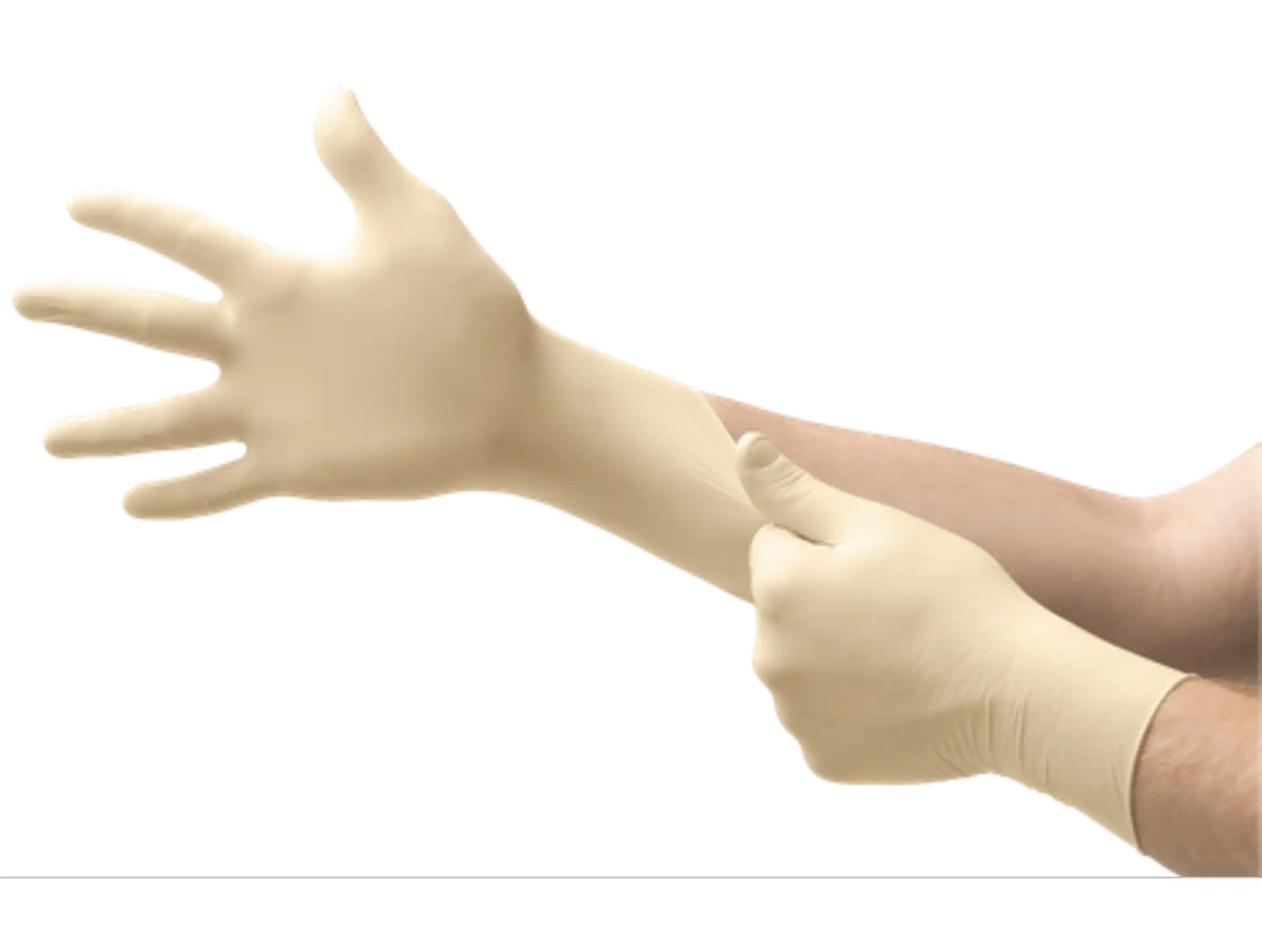 Evolution One EV-2050 Latex Examination Gloves, Powder-Free, Textured, Non-Sterile, Medium, Beige, 100/Box