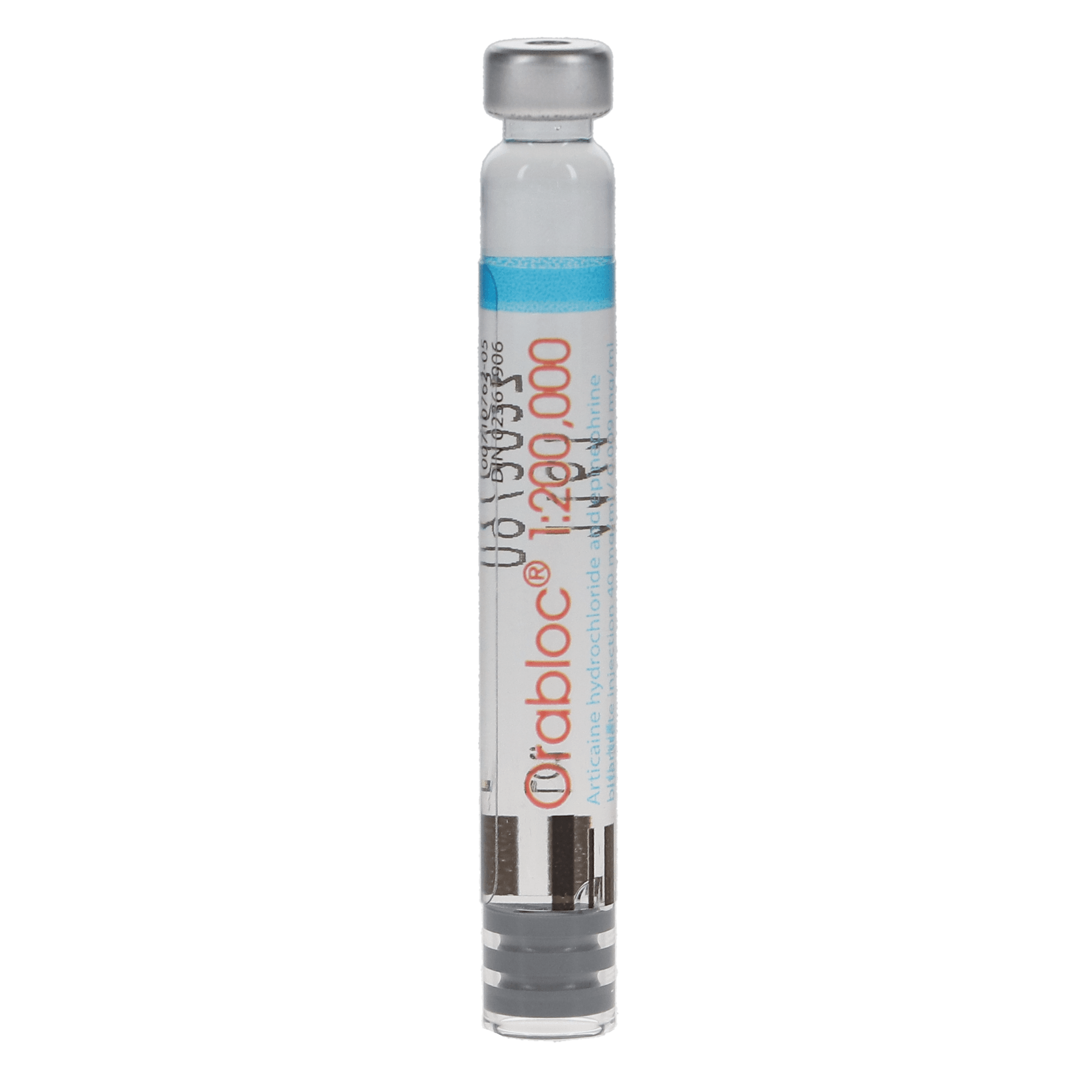 Orabloc Articaine HCl 4% with Epinephrine 1:200,000 Injection Cartridges, 1.8 mL, Blue, 50/Pk, 2101052