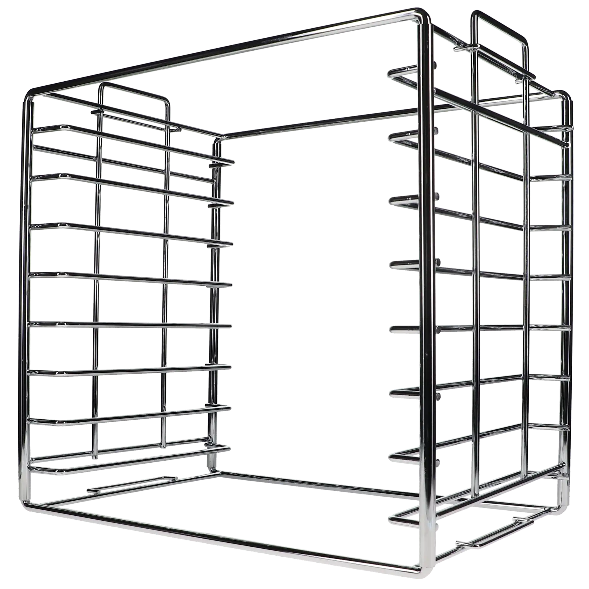 Plasdent Chrome Tray Rack for Size B Trays, Long Side Loading, Stackable, Holds 8 Trays, 14-1/2" W x 9-3/4" D x 14-1/8" H, 300TRB-C