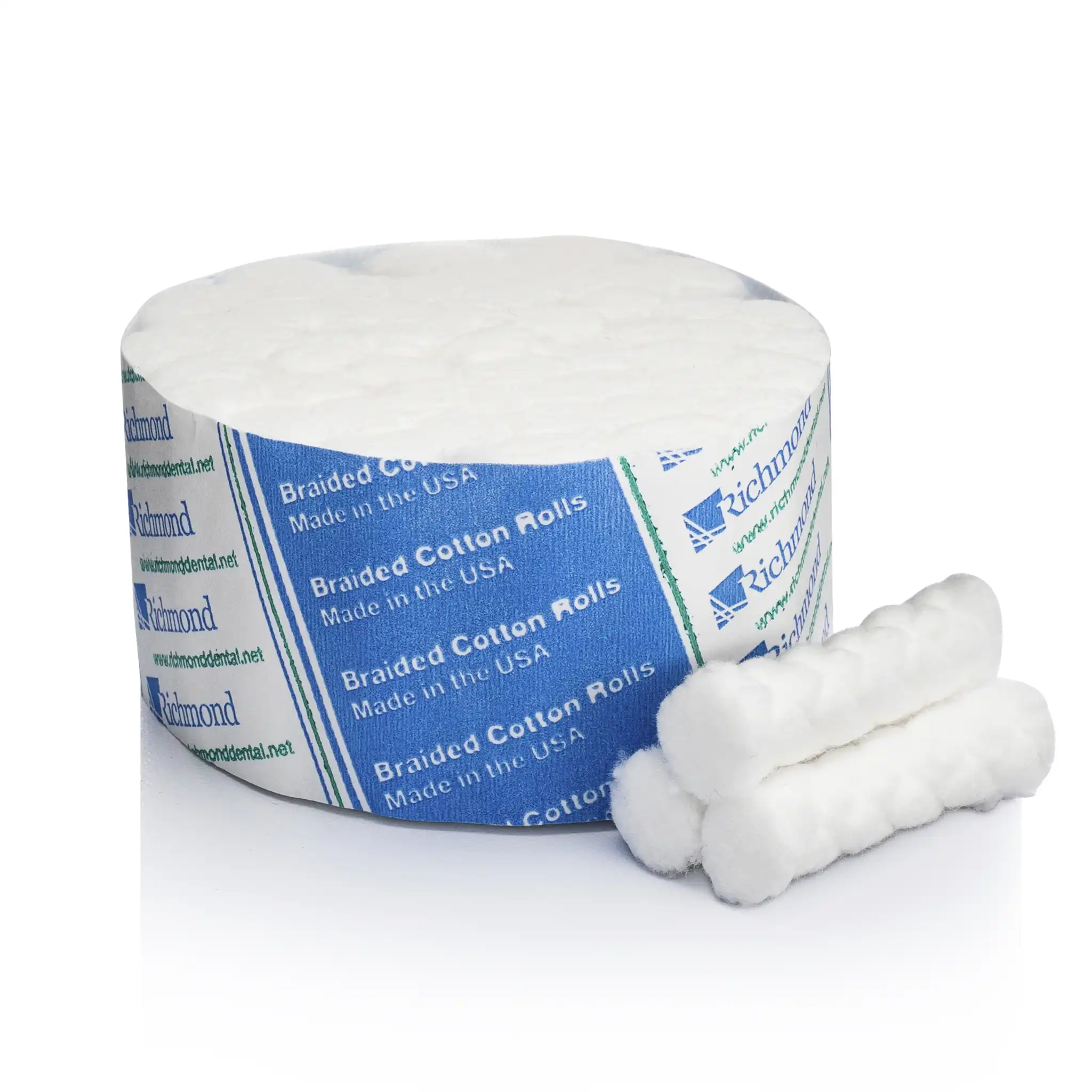Richmond Braided Cotton Rolls, Medium, 3/8" x 1 1/2", Non-Sterile, Economy Pack, 2500/Pk, 200215