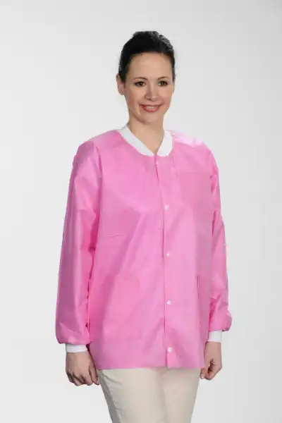 Extra-Safe Raspberry Lab Jacket, XX-Large, Latex-Free, Fluid Resistant, AAMI Level 3, Hip Length, 10/Pk