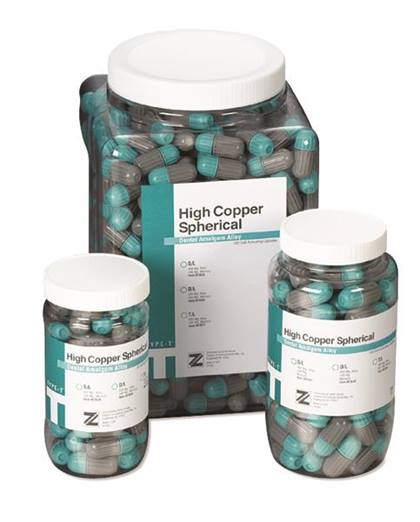 Zenith Type-T Spherical Amalgam Alloy, Fast Set, High Copper, 3-Spill, 800mg, 50/Box, 61041