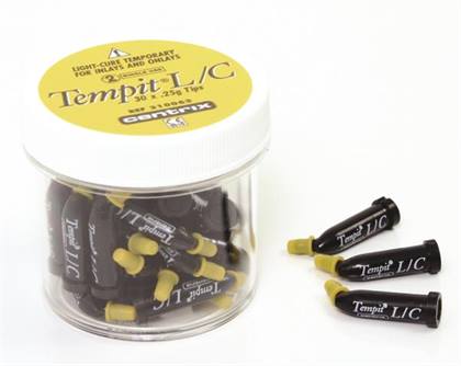 Centrix Tempit L/C Light-Activated Temporary Material, Prefilled Tips, 0.25 g, 30/Jar, 310063