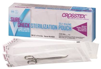 Crosstex Sure-Check Sterilization Pouches, 10" x 15", 100/Box, SCL10152
