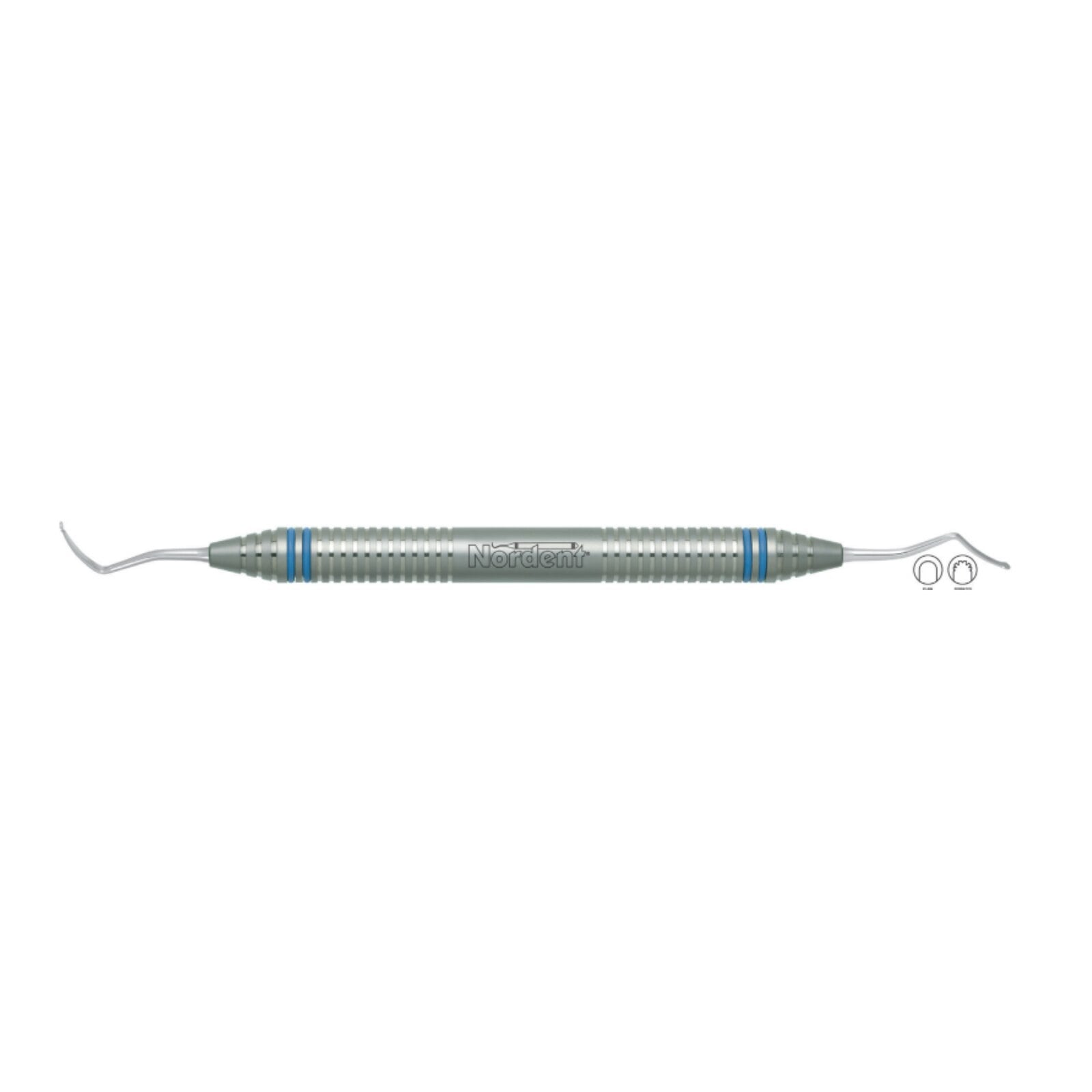 Nordent Gingival Cord Packer, Double-Ended, Serrated, #222 Anatomical (Opposing Angles), Medium Round Handle, RGPNS222