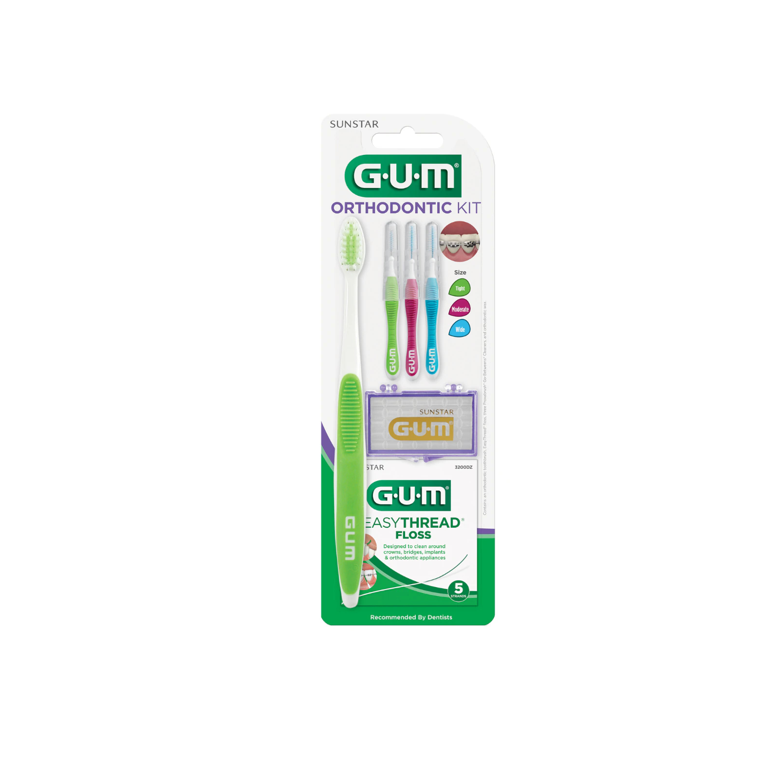 GUM Orthodontic Braces Hygiene Kit, Clear Case, 12 Kits/Pack, 124PQ