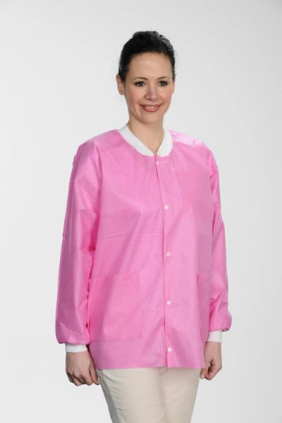 Extra-Safe Raspberry Lab Jacket, XXX-Large, Latex-Free, Fluid Resistant, AAMI Level 3, Hip Length, 10/Pk