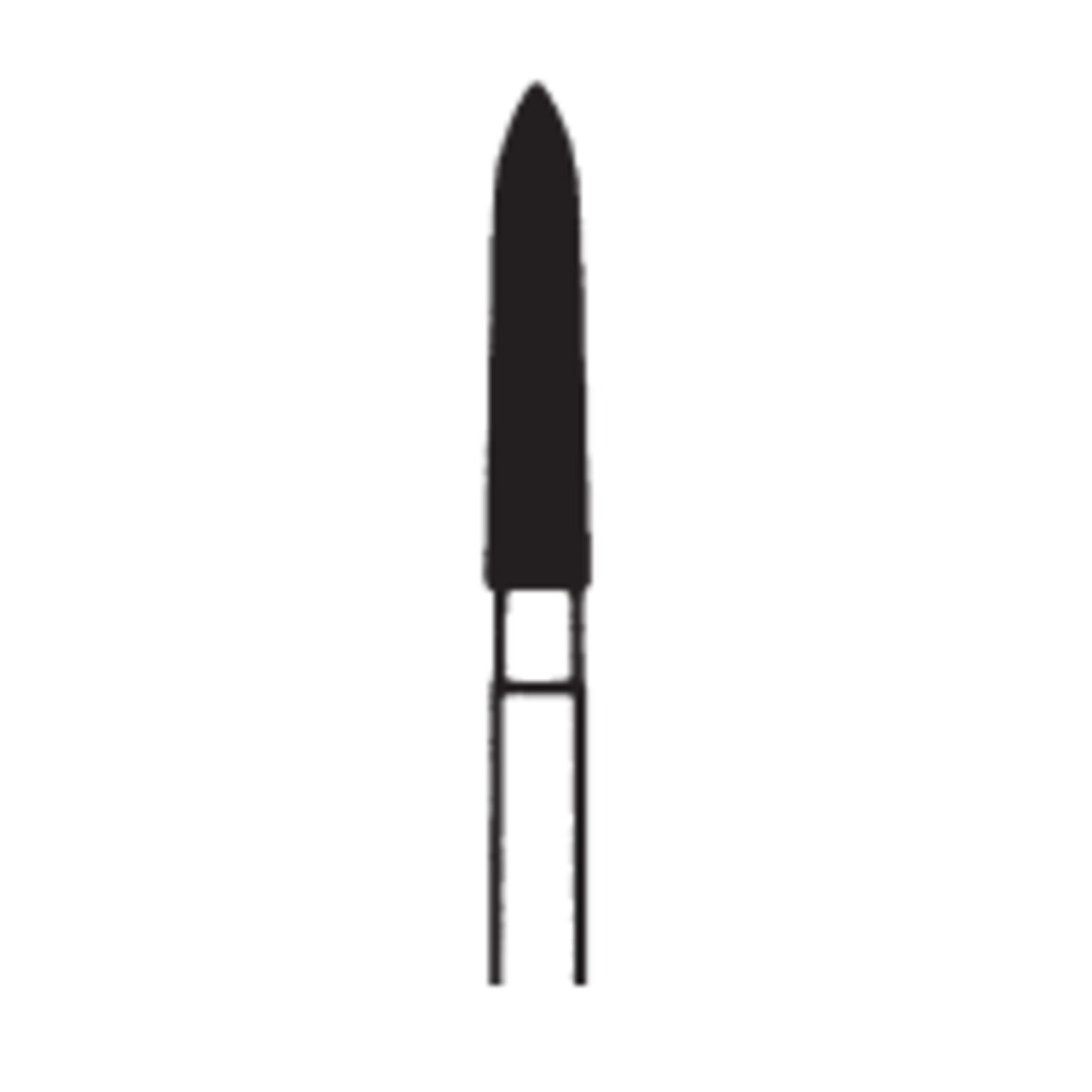 Meisinger FG Diamond Bur 879F-018, Tapered Torpedo, Fine Grit, 1.8 mm, Long Shank, Friction Grip, 5/Pk