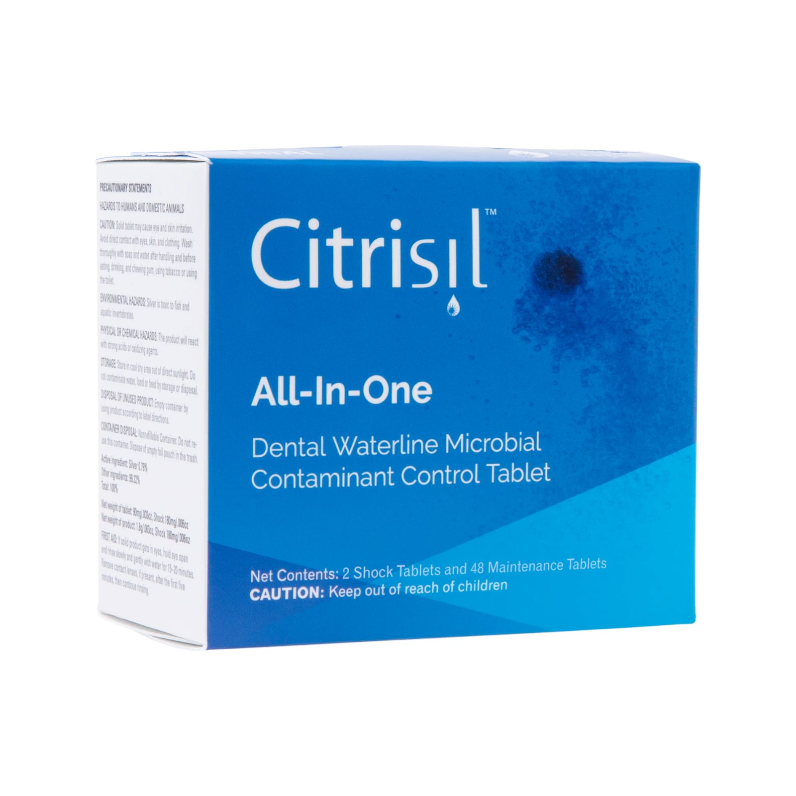 Citrisil Blue Dental Waterline Treatment Tablets, Shock & Maintenance, for 0.7-1 L Bottles, 48 Maintenance + 2 Shock Tablets/Box