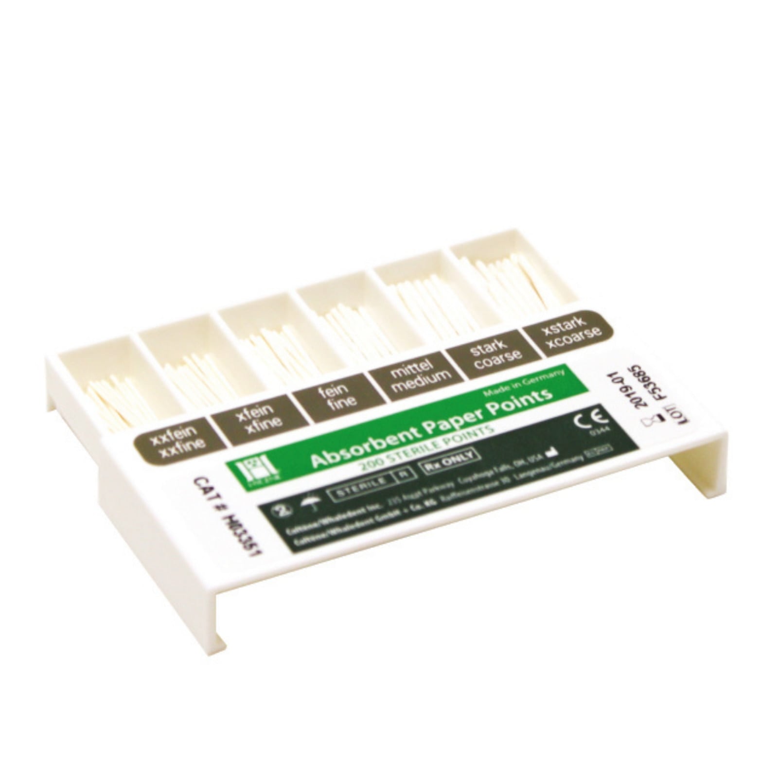 Hygenic Absorbent Paper Points, Medium, White, Sterile, 200/Bx, H03348