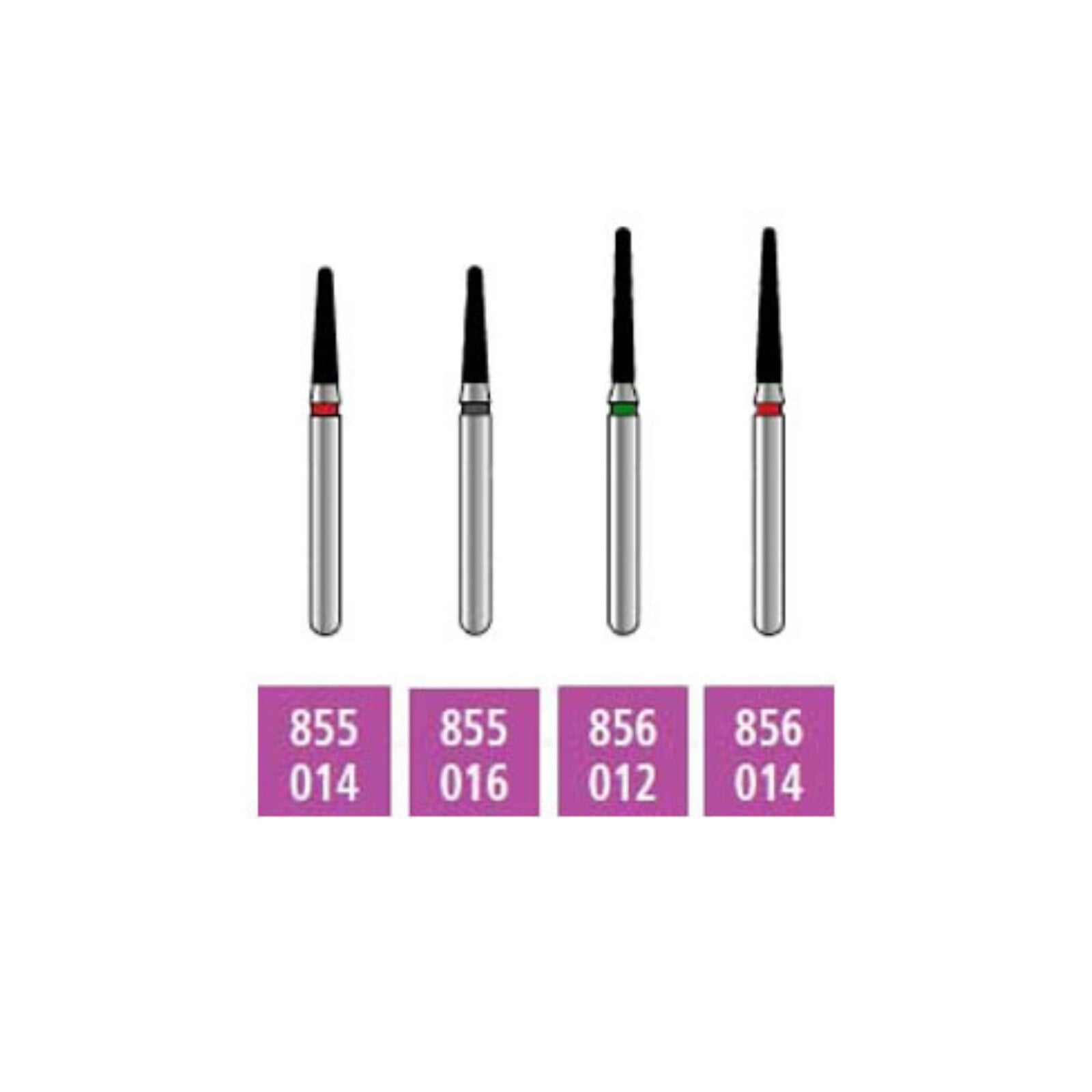Alpen x1 Single-Use Diamond Bur, FG, Round End Taper #856-014, Medium Grit, 1.4 mm Head Diameter, 8.0 mm Head Length, Gray, 25/Pk